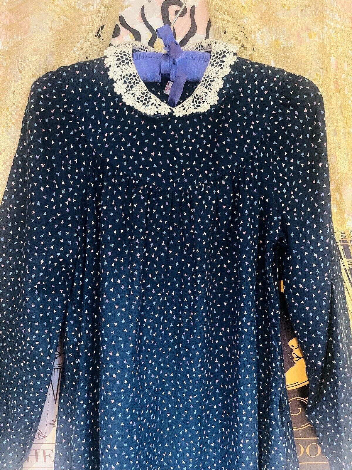 Vintage 1970s Midi Dress By Betty Barclay With Long Sleeves And Lace Collar 8