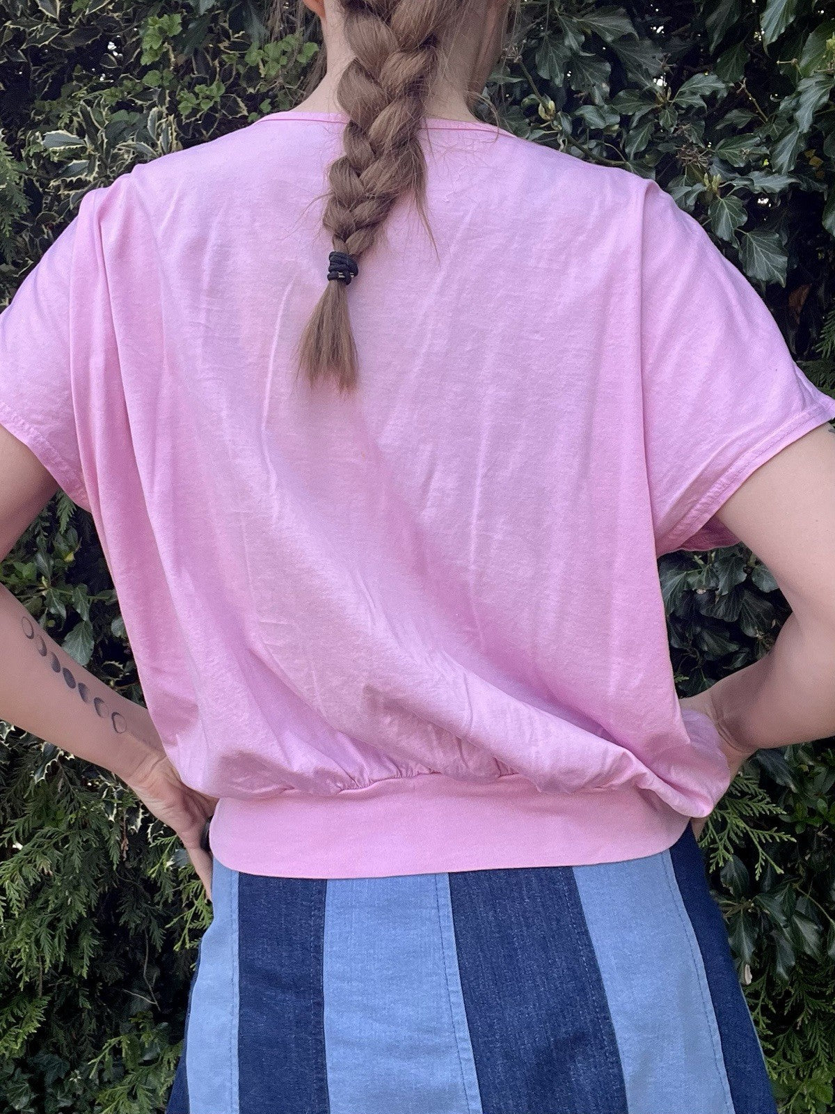 Vintage 1980s Batwing T-shirt By Golden Gate Pink Retro Tee Short Sleeve Top 18