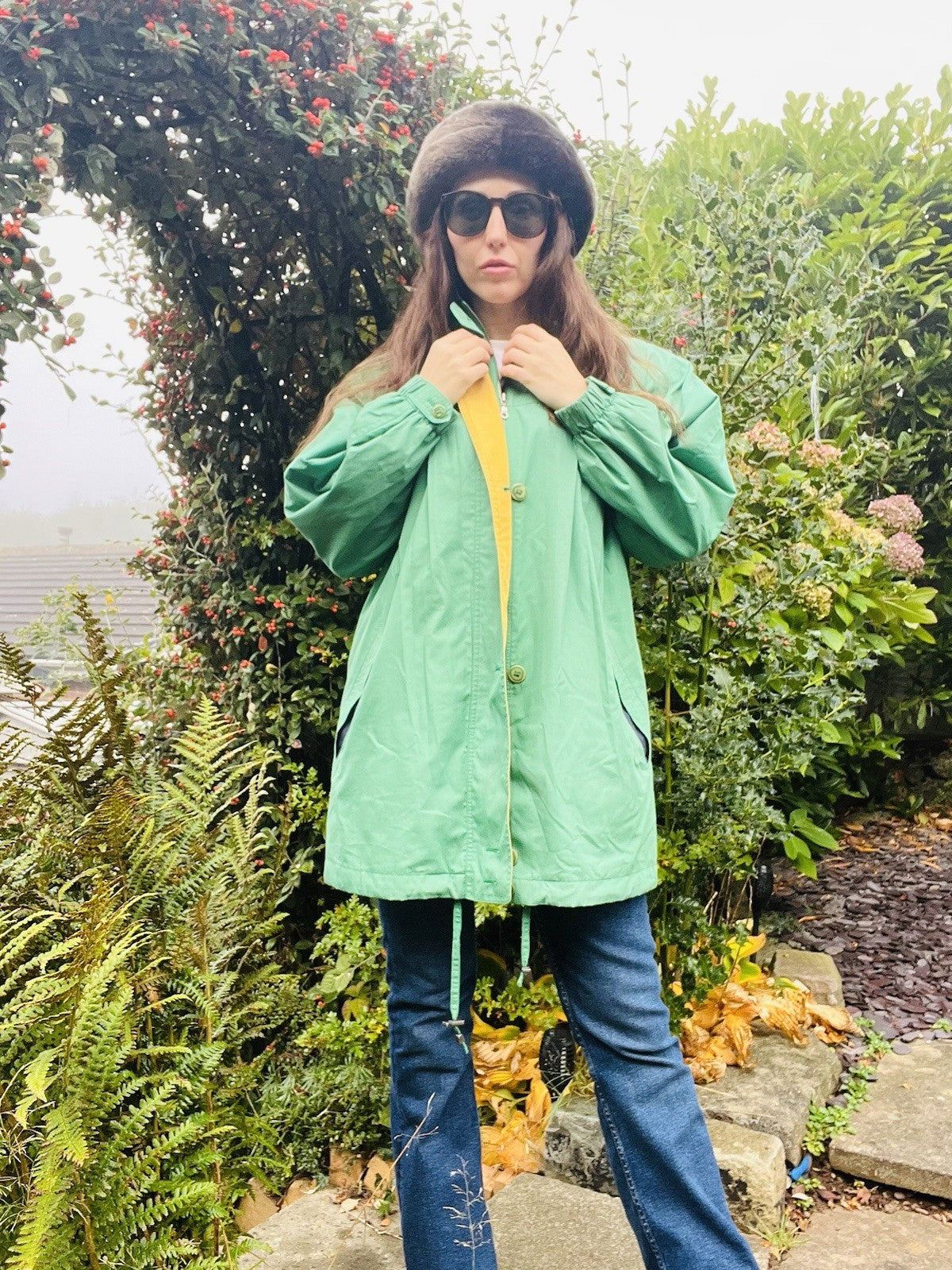 Vintage 80s Coat By St Michael Oversized Retro Block Colour Jacket Size 10