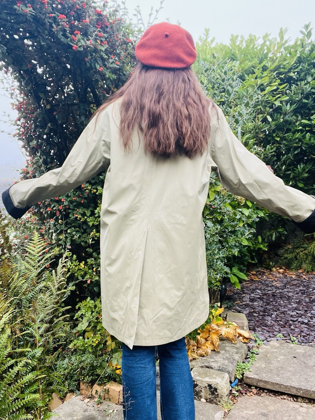 Vintage 80s Warm Coat By Dennis Basso Long Winter Jacket Beige Size L 16-18