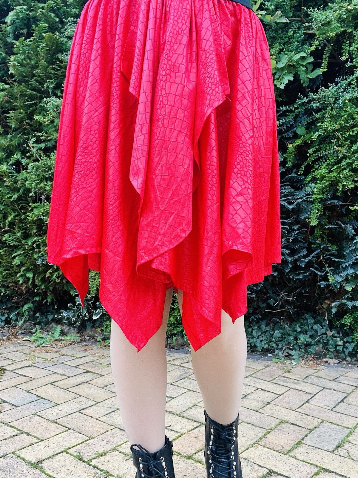 Vintage 80s Party Skirt Asymmetric Hem Elasticated Waist, Fun Layered Croc 10-12