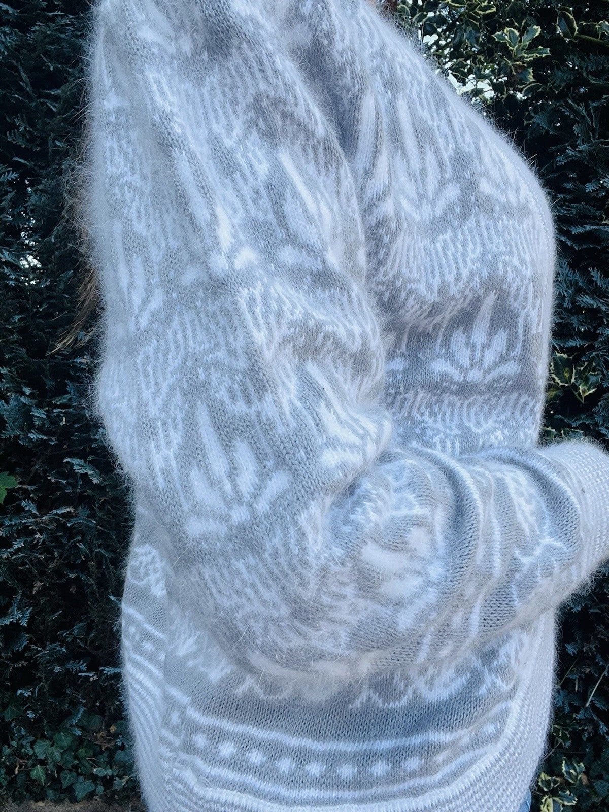Vintage 1980s Knitted Cardigan By Tigi Wear Wool Knit Fluffy Retro Jumper 12