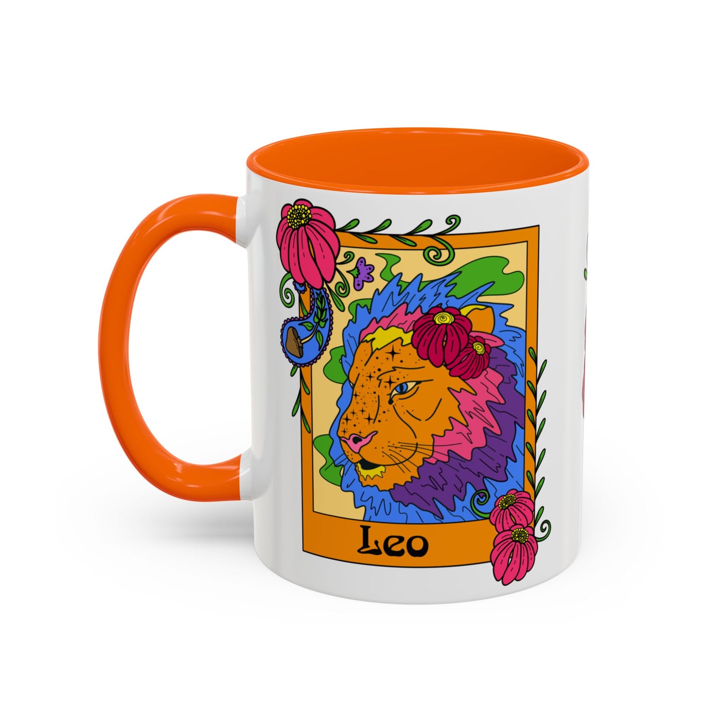 Leo star sign mug, Lion zodiac astrology coffee cup, Horoscope birthday gift mug, Bold retro colourful Design ceramic mug