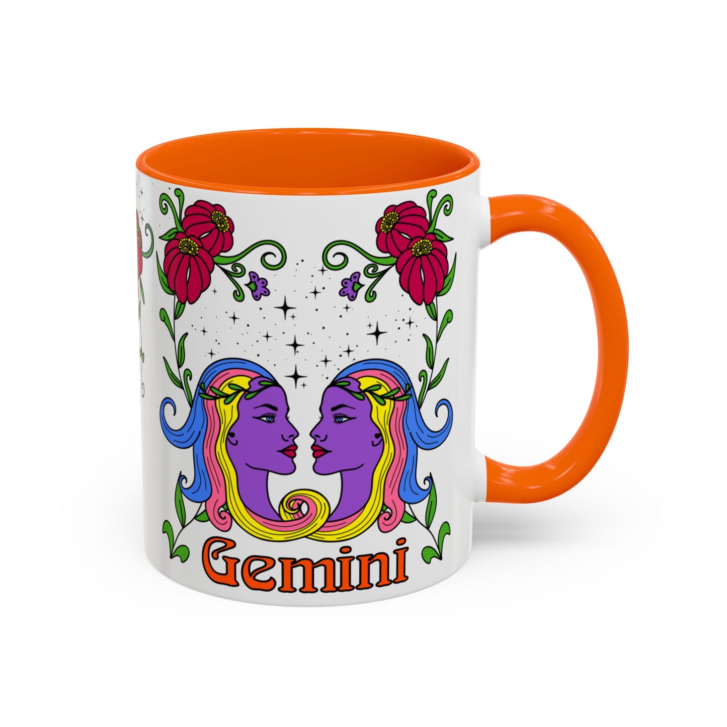 Gemini star sign mug, Twin zodiac astrology coffee cup, Horoscope birthday gift mug, Bold retro colourful Design ceramic mug