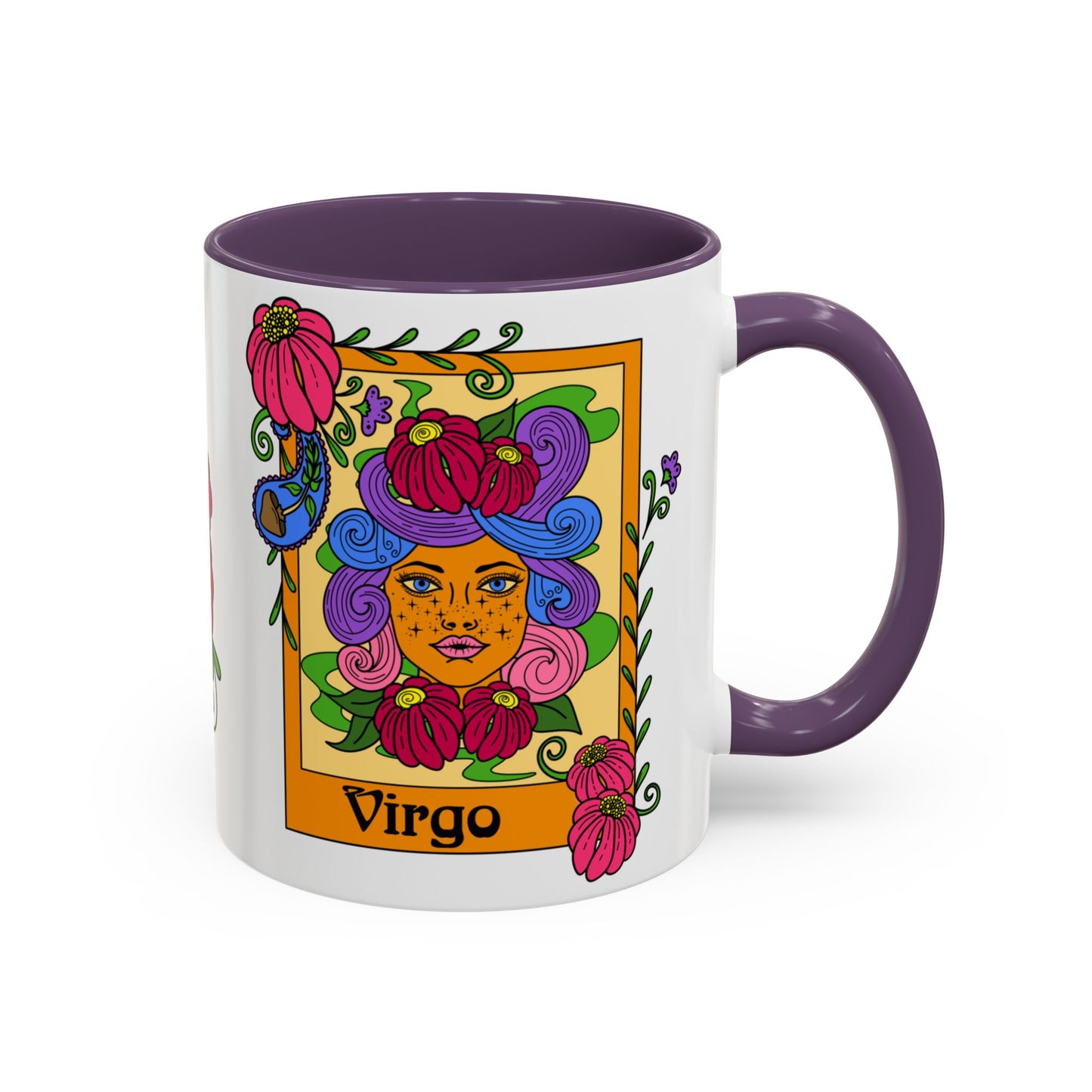 Virgo star sign mug, Maiden zodiac astrology coffee cup, Horoscope birthday gift mug, Bold retro colourful Design ceramic mug