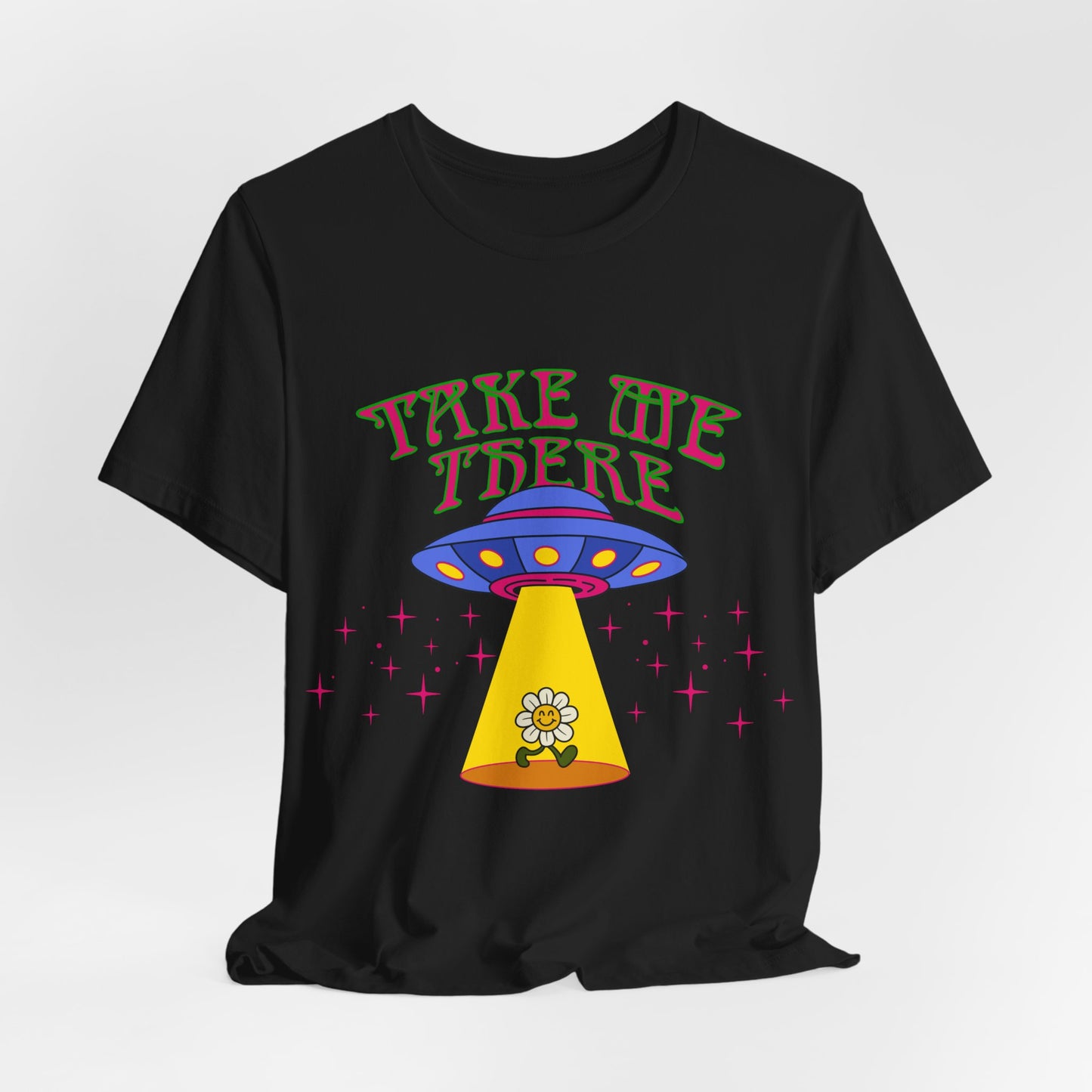 Hippie psychedelic UFO Tshirt, Trippy 60s 70s space flower top, Groovy retro Festival Tee