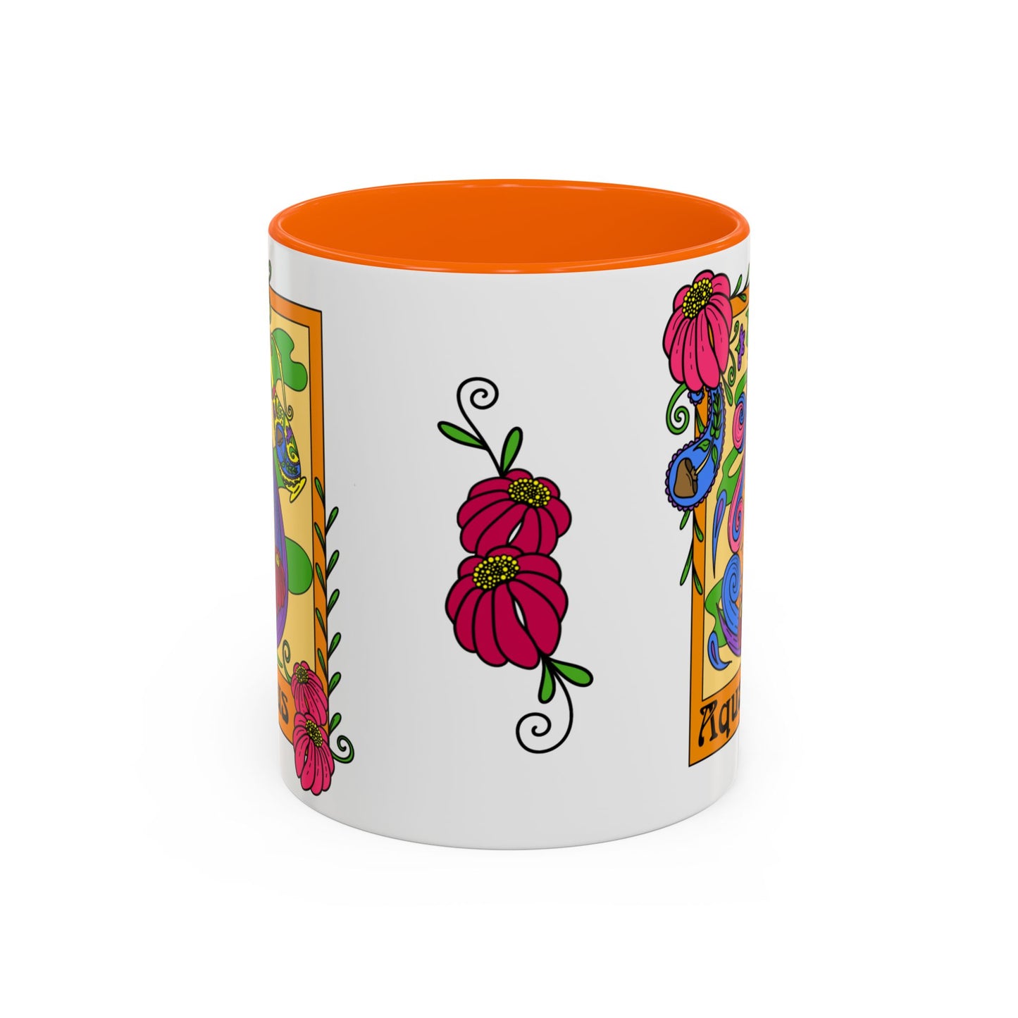 Aquarius star sign mug, water pale zodiac astrology coffee cup, Horoscope birthday gift mug, Bold retro colourful Design ceramic mug