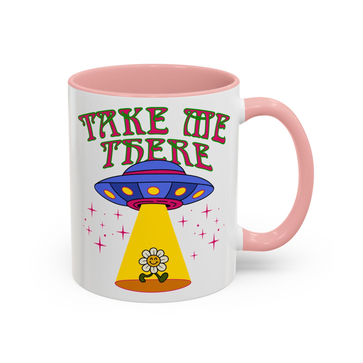 Trippy UFO mug, hippie retro 60s 70s tea and coffee mug, Psychedelic space flower ceramic drink cup