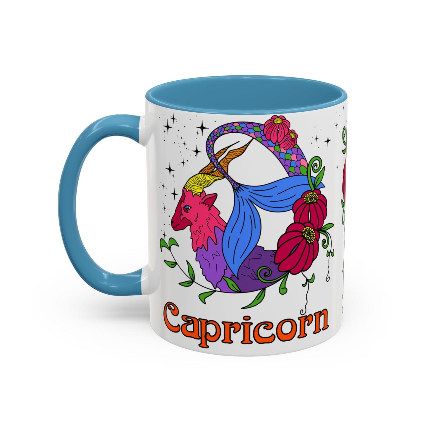 Capricorn star sign mug, Sea goat zodiac astrology coffee cup, Horoscope birthday gift mug, Bold retro colourful Design ceramic mug