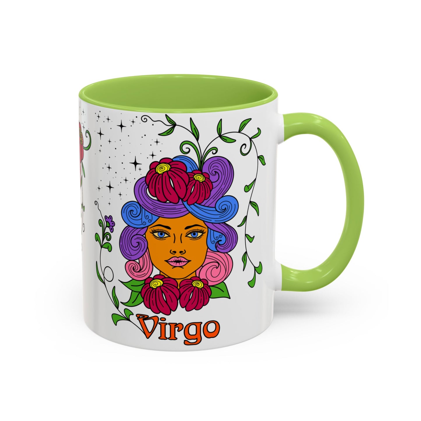 Virgo star sign mug, Maiden zodiac astrology coffee cup, Horoscope birthday gift mug, Bold retro colourful Design ceramic mug