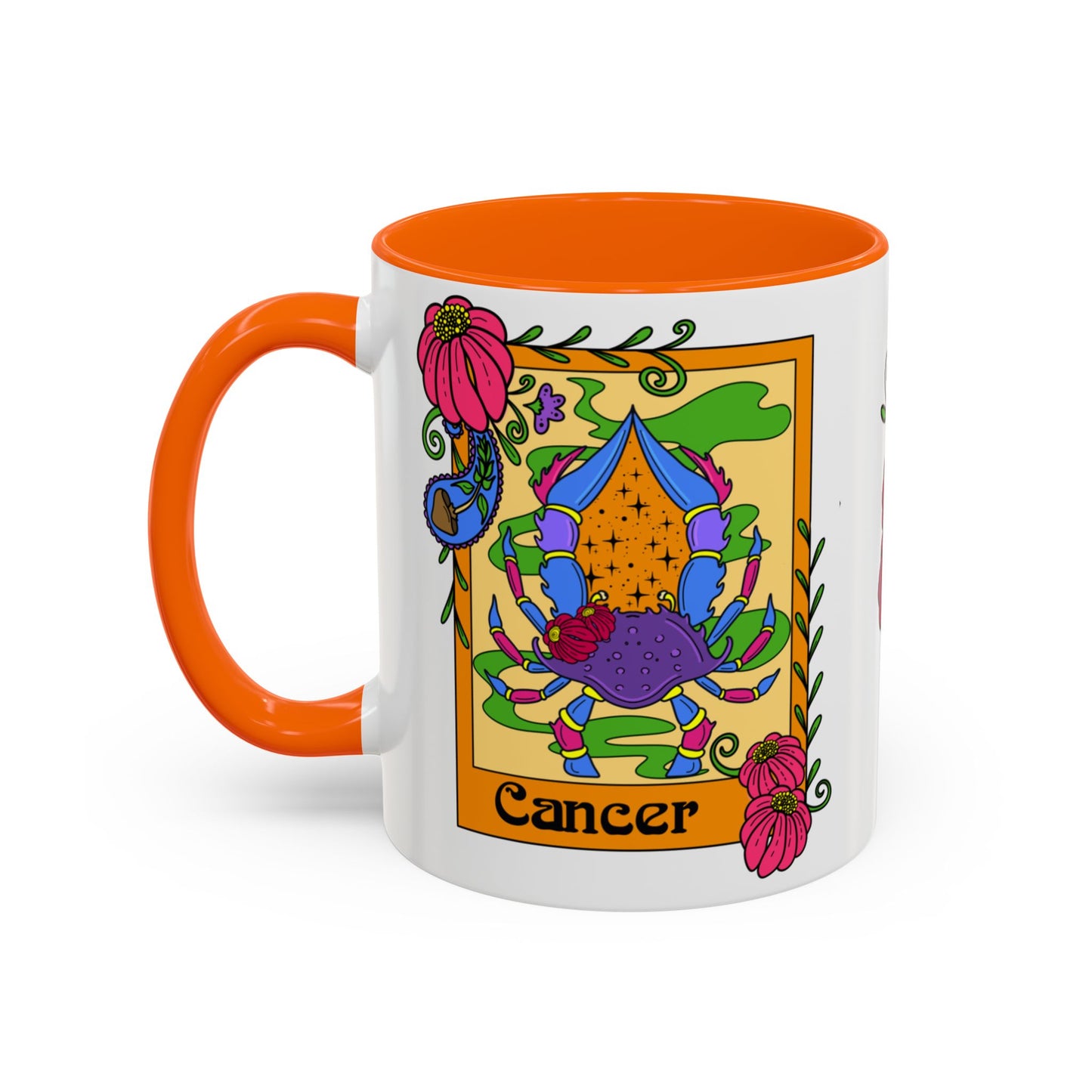Cancer star sign mug, Crab zodiac astrology coffee cup, Horoscope birthday gift mug, Bold retro colourful Design ceramic mug