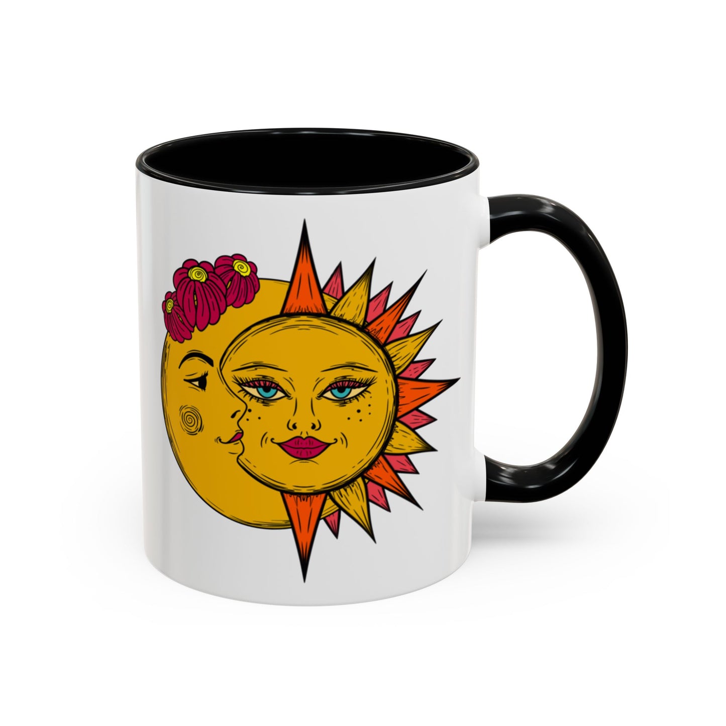 Sun and moon mug, celestial astrology coffee cup, whimsical gift teacup, bohemian ceramic mug