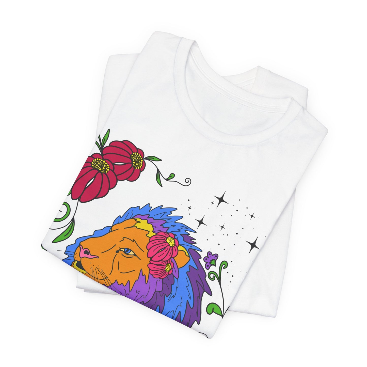 Leo star sign T-Shirt, Lion zodiac astrology top, Horoscope birthday gift Tee, Bold retro colourful Design tshirt