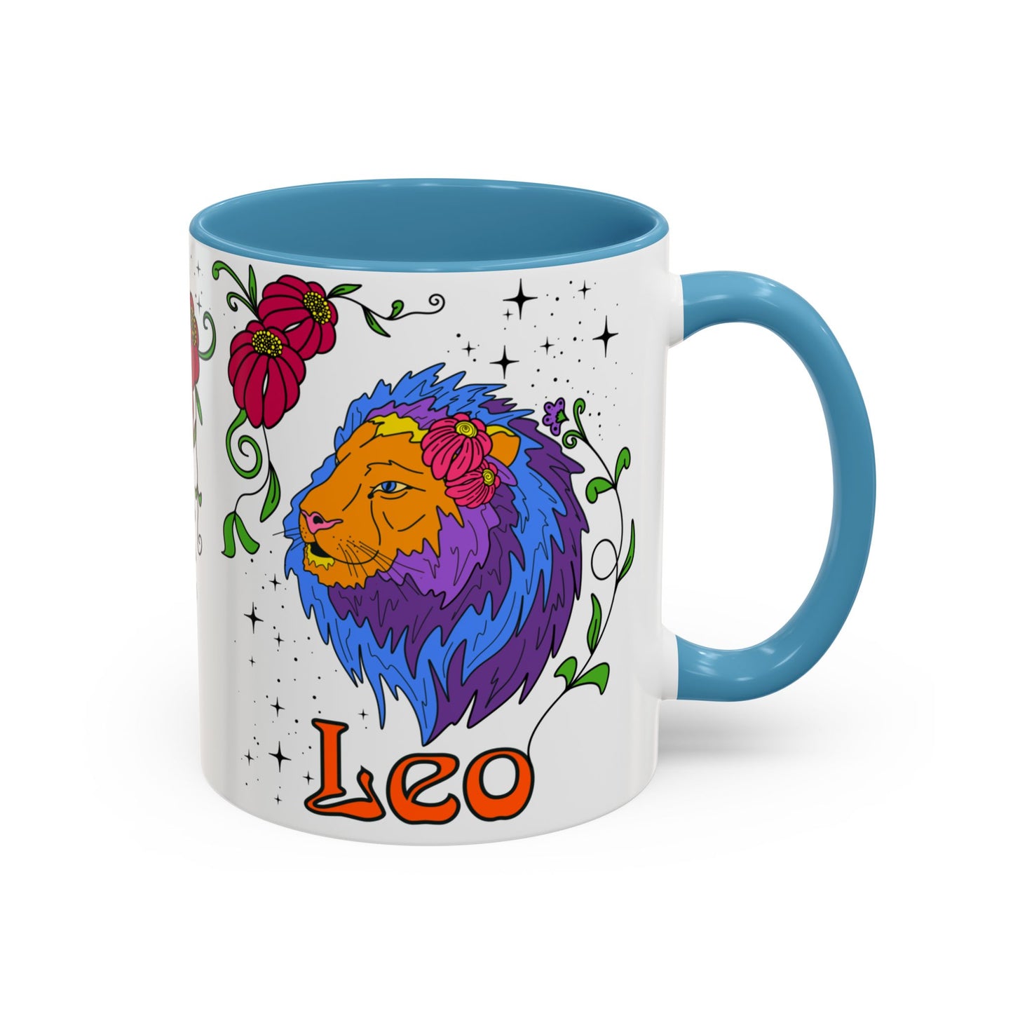 Leo star sign mug, Lion zodiac astrology coffee cup, Horoscope birthday gift mug, Bold retro colourful Design ceramic mug