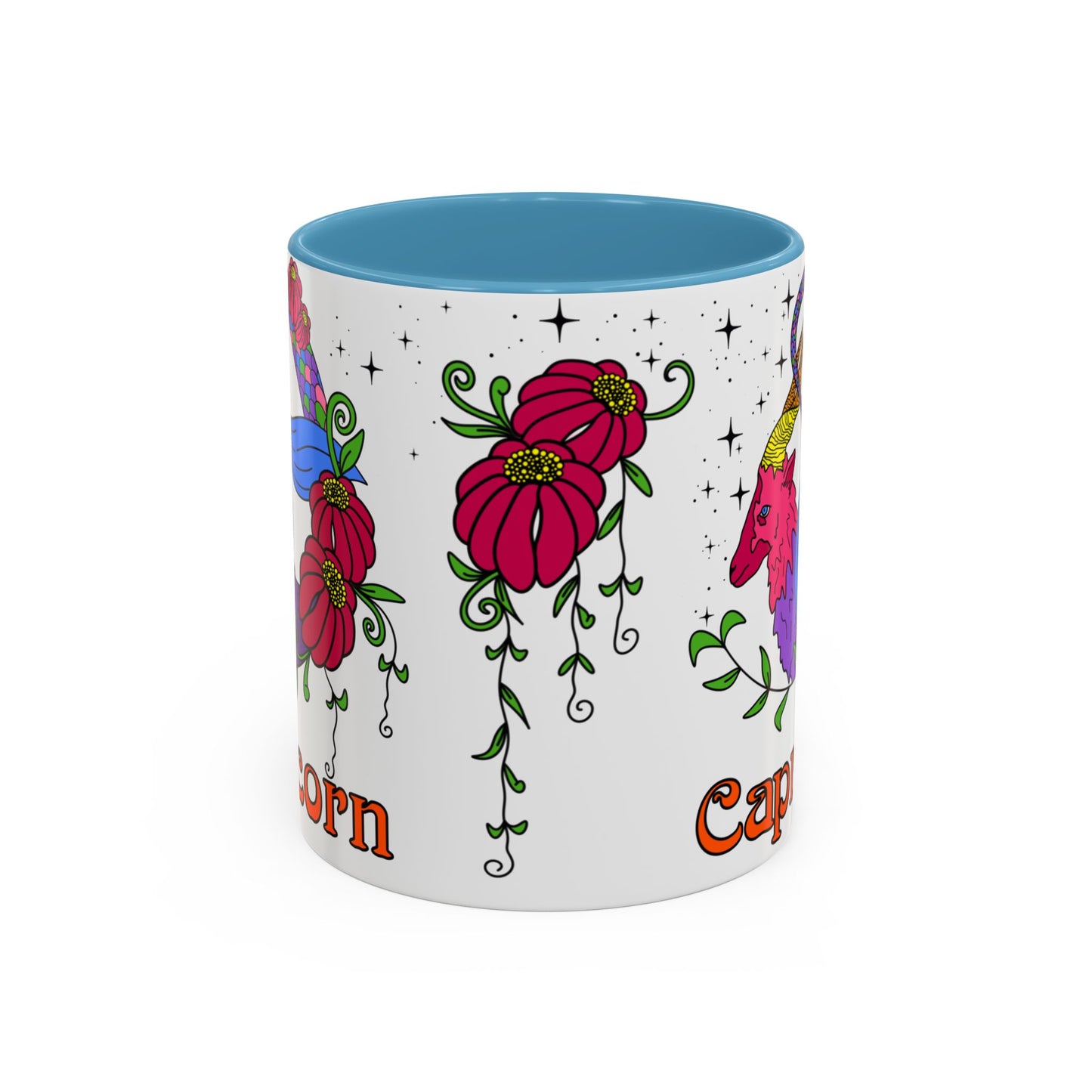 Capricorn star sign mug, Sea goat zodiac astrology coffee cup, Horoscope birthday gift mug, Bold retro colourful Design ceramic mug