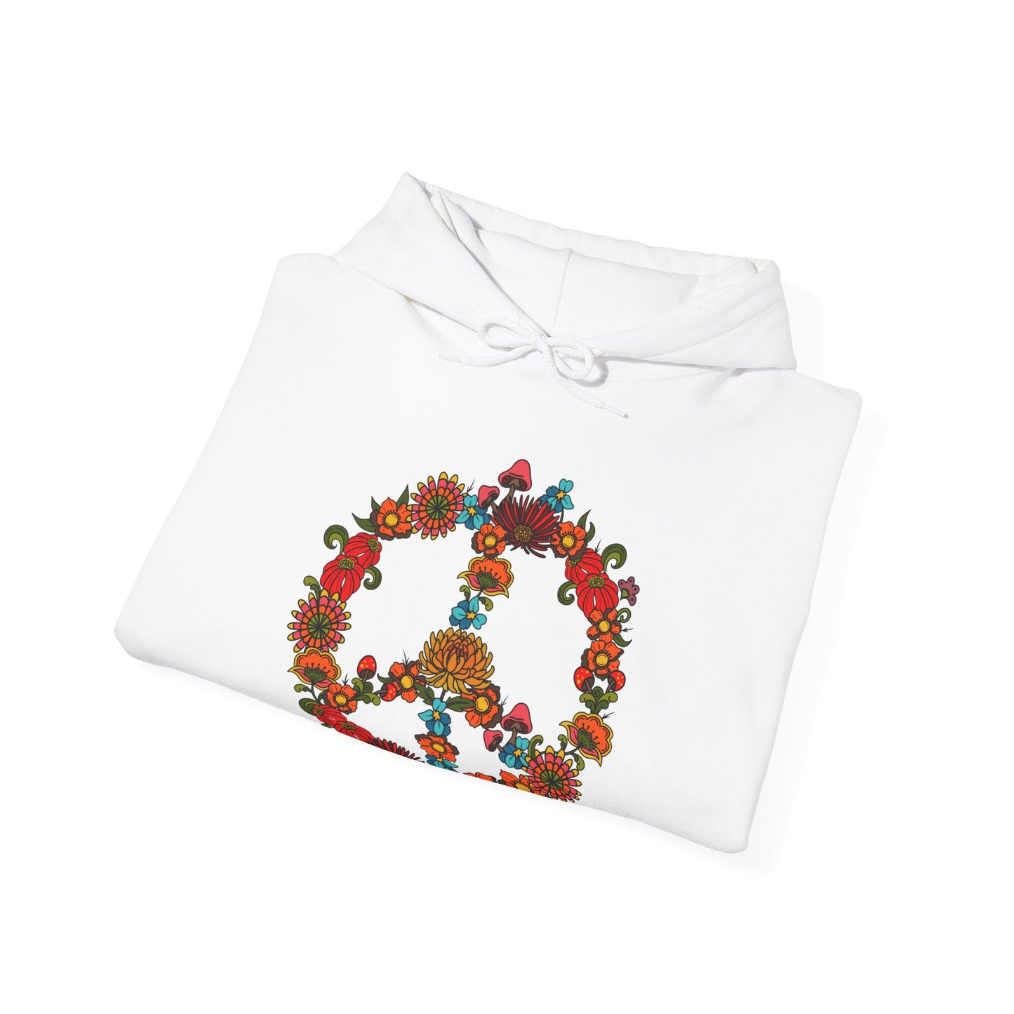 Hippie Peace Sign hoodie jumper, Retro Floral 60s 70s sweater, Colourful CND flower power sweatshirt top