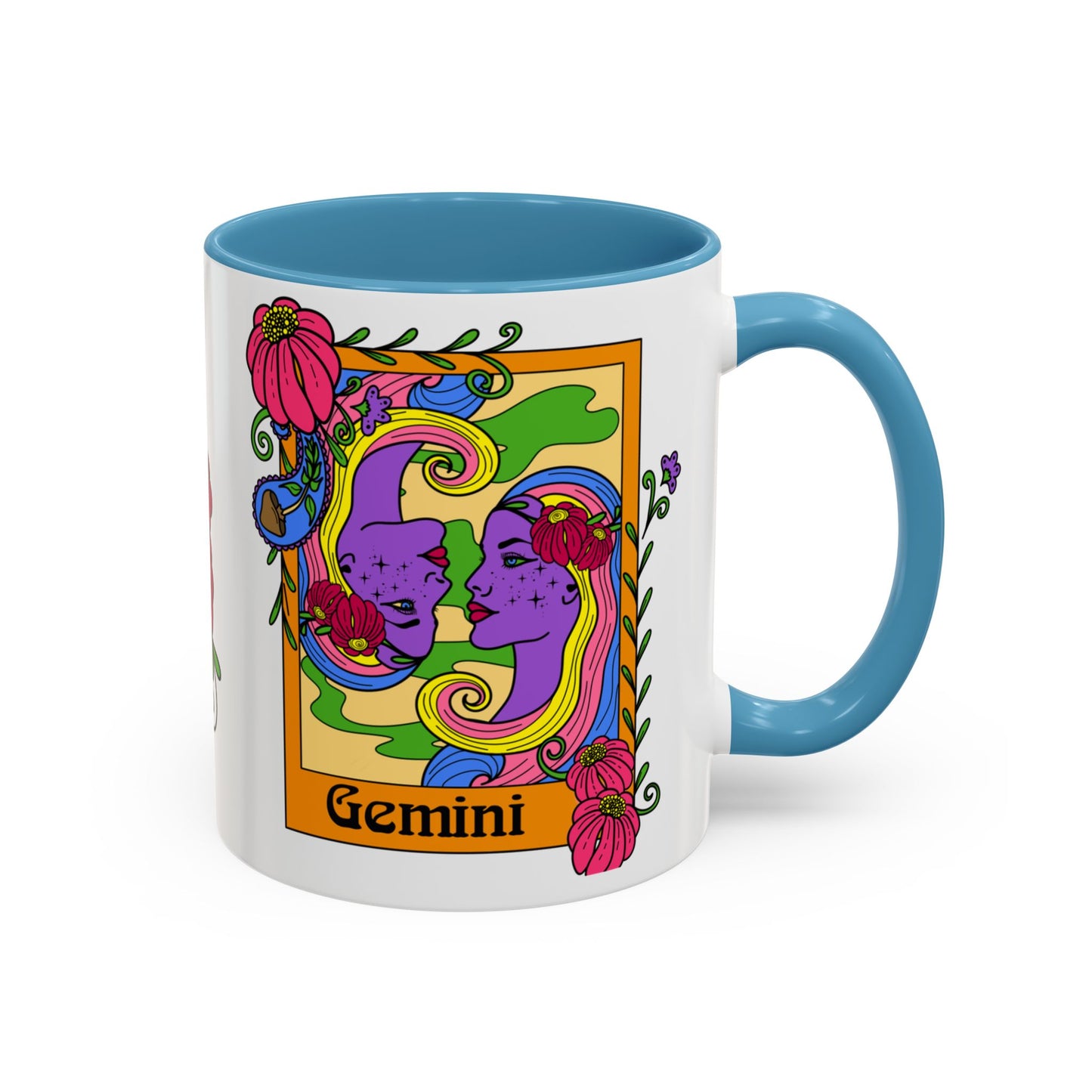 Gemini star sign mug, Twin zodiac astrology coffee cup, Horoscope birthday gift mug, Bold retro colourful Design ceramic mug