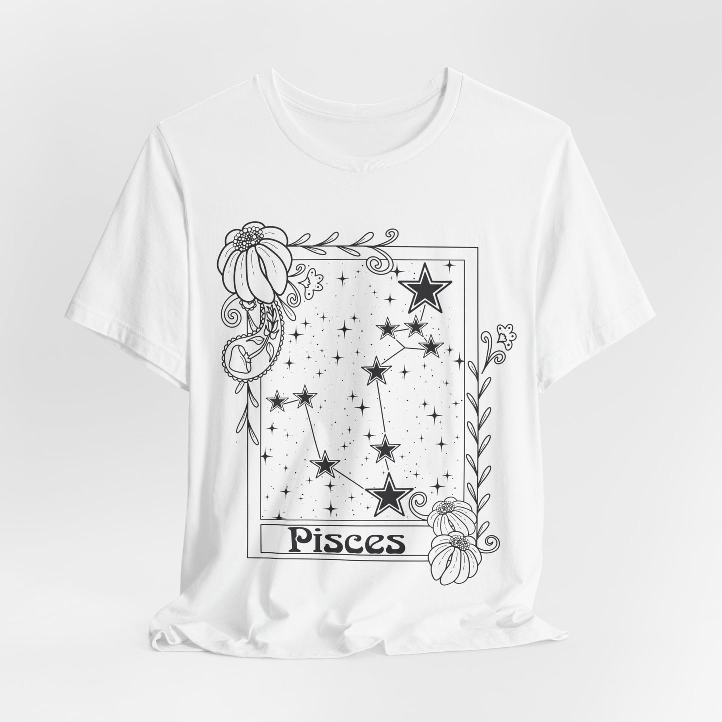 Pisces Constellation T-Shirt, Zodiac astrology top, Horoscope birthday gift Tee, Star sign tarot card design tshirt