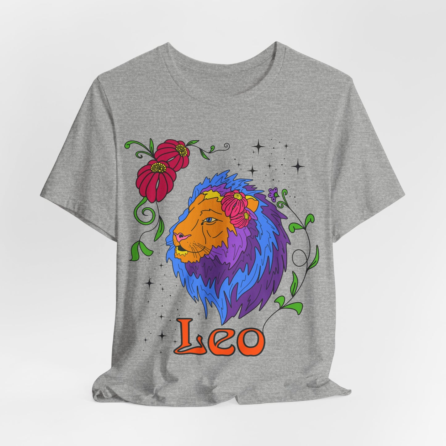 Leo star sign T-Shirt, Lion zodiac astrology top, Horoscope birthday gift Tee, Bold retro colourful Design tshirt