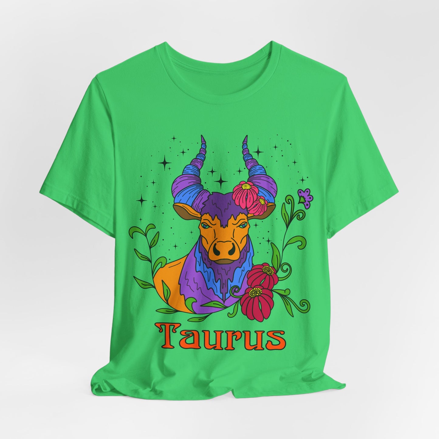 Taurus star sign T-Shirt, Bull zodiac astrology top, Horoscope birthday gift Tee, Bold retro colourful Design tshirt