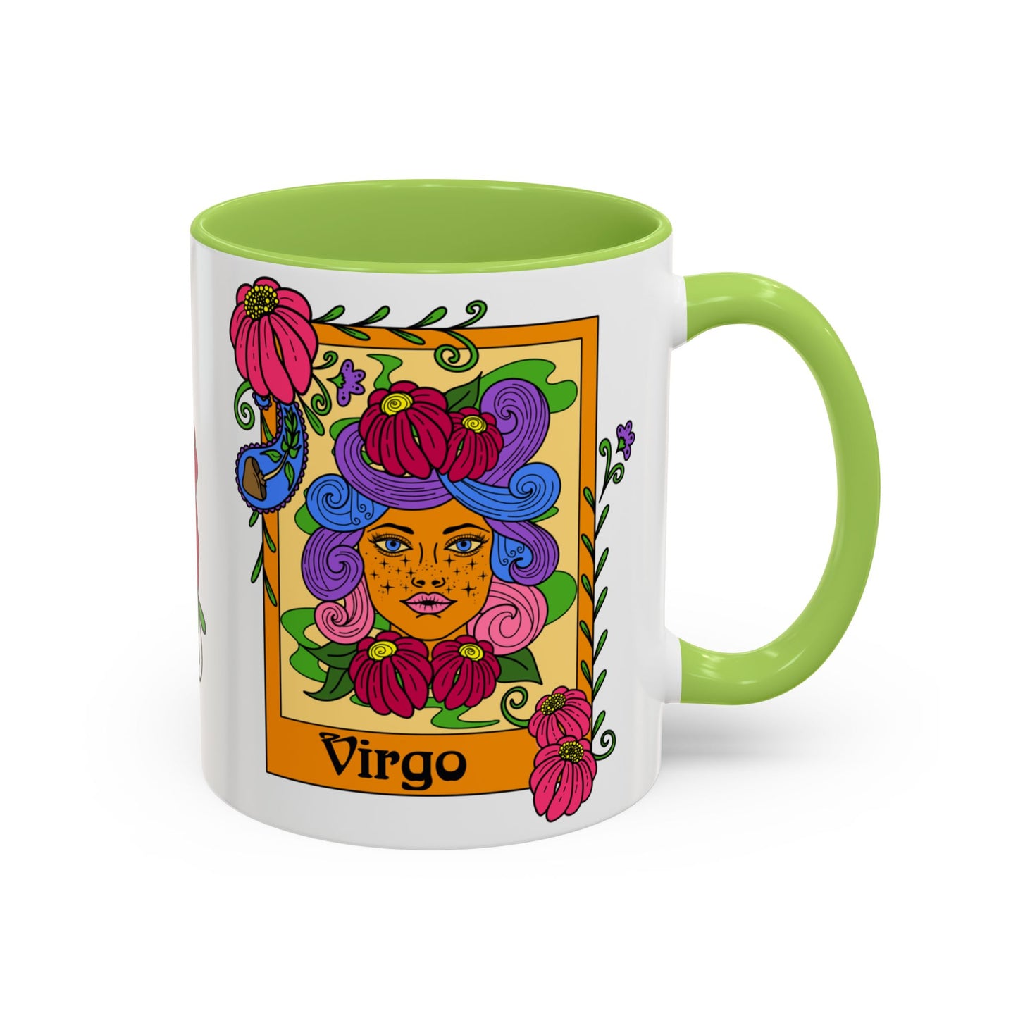 Virgo star sign mug, Maiden zodiac astrology coffee cup, Horoscope birthday gift mug, Bold retro colourful Design ceramic mug