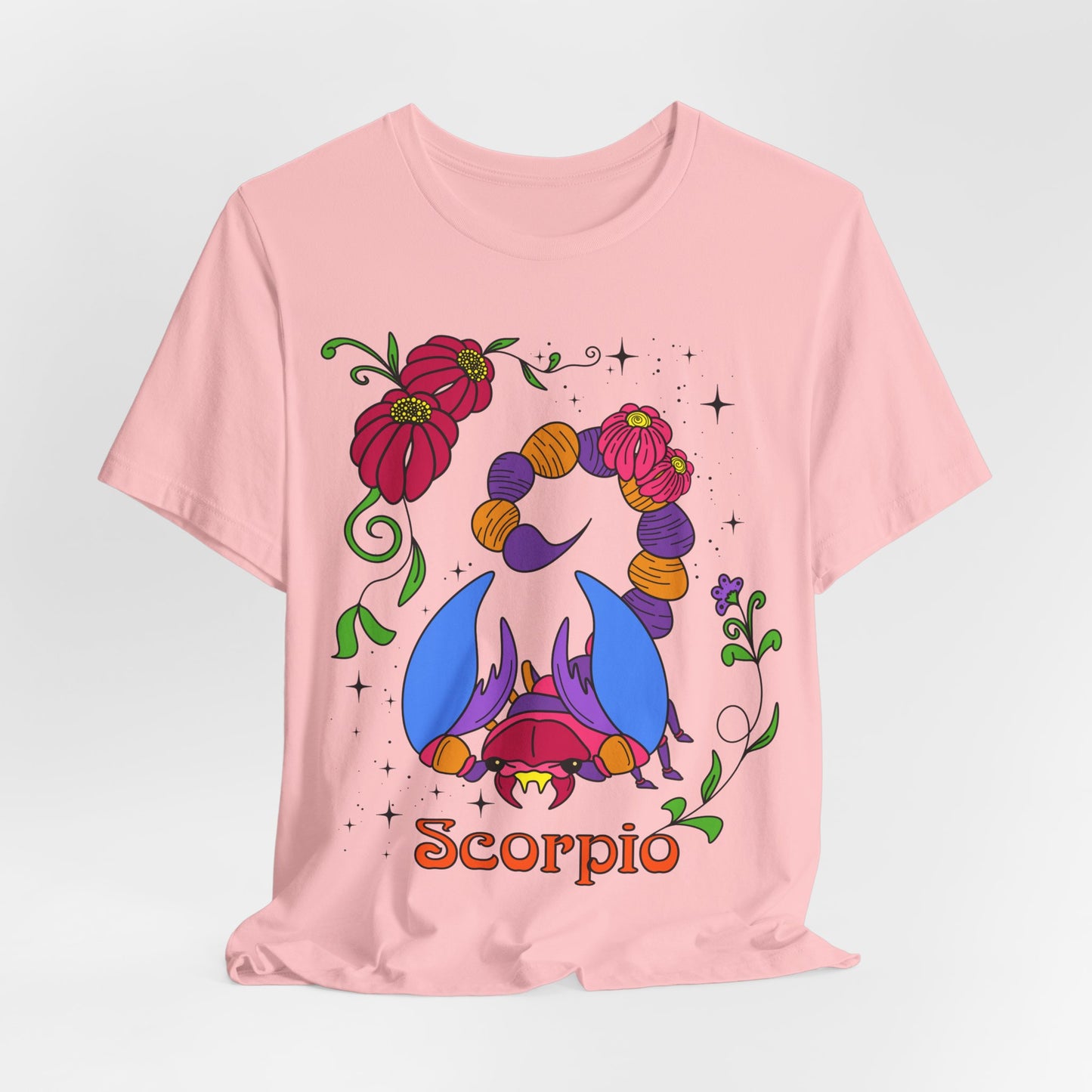 Scorpio star sign T-Shirt, Scorpion zodiac astrology top, Horoscope birthday gift Tee, Bold retro colourful Design tshirt