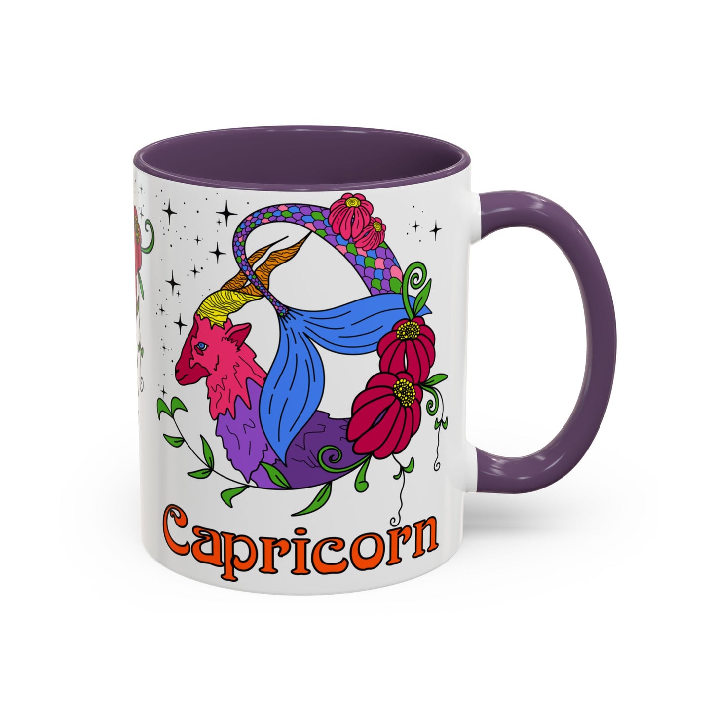 Capricorn star sign mug, Sea goat zodiac astrology coffee cup, Horoscope birthday gift mug, Bold retro colourful Design ceramic mug