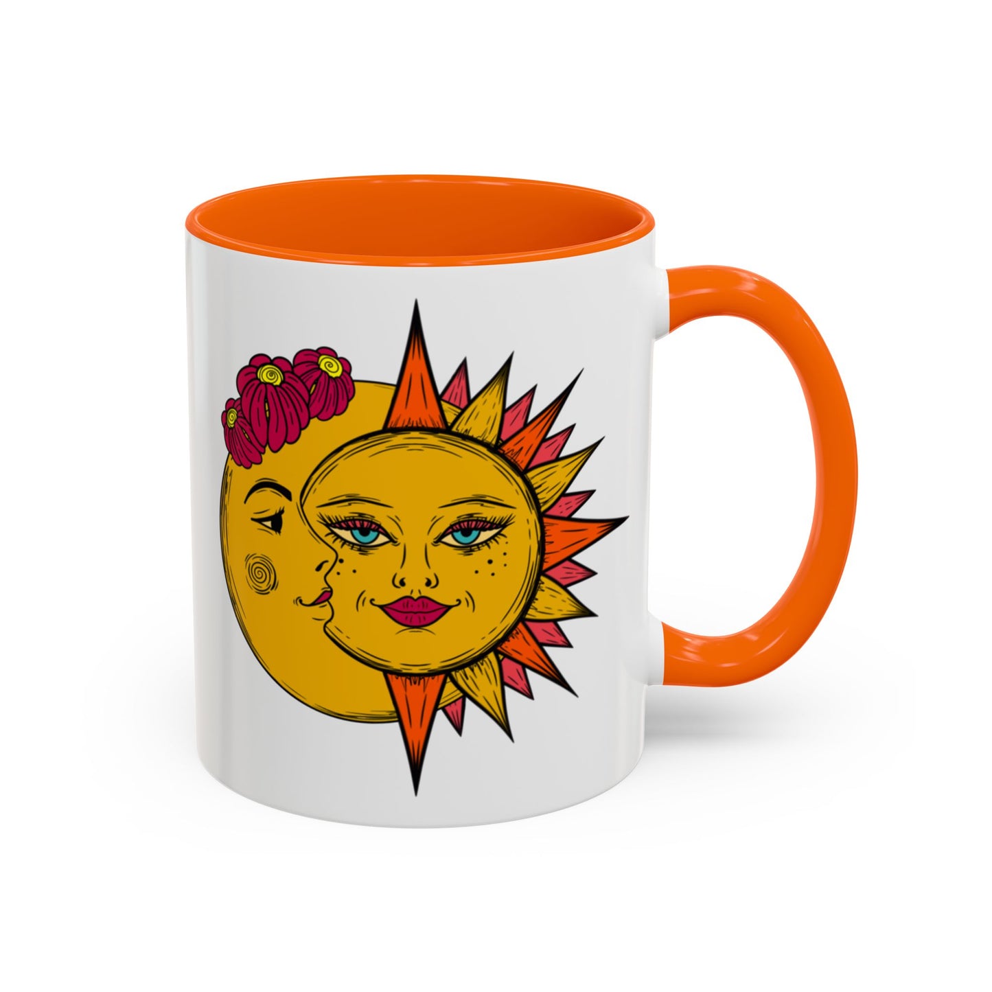Sun and moon mug, celestial astrology coffee cup, whimsical gift teacup, bohemian ceramic mug