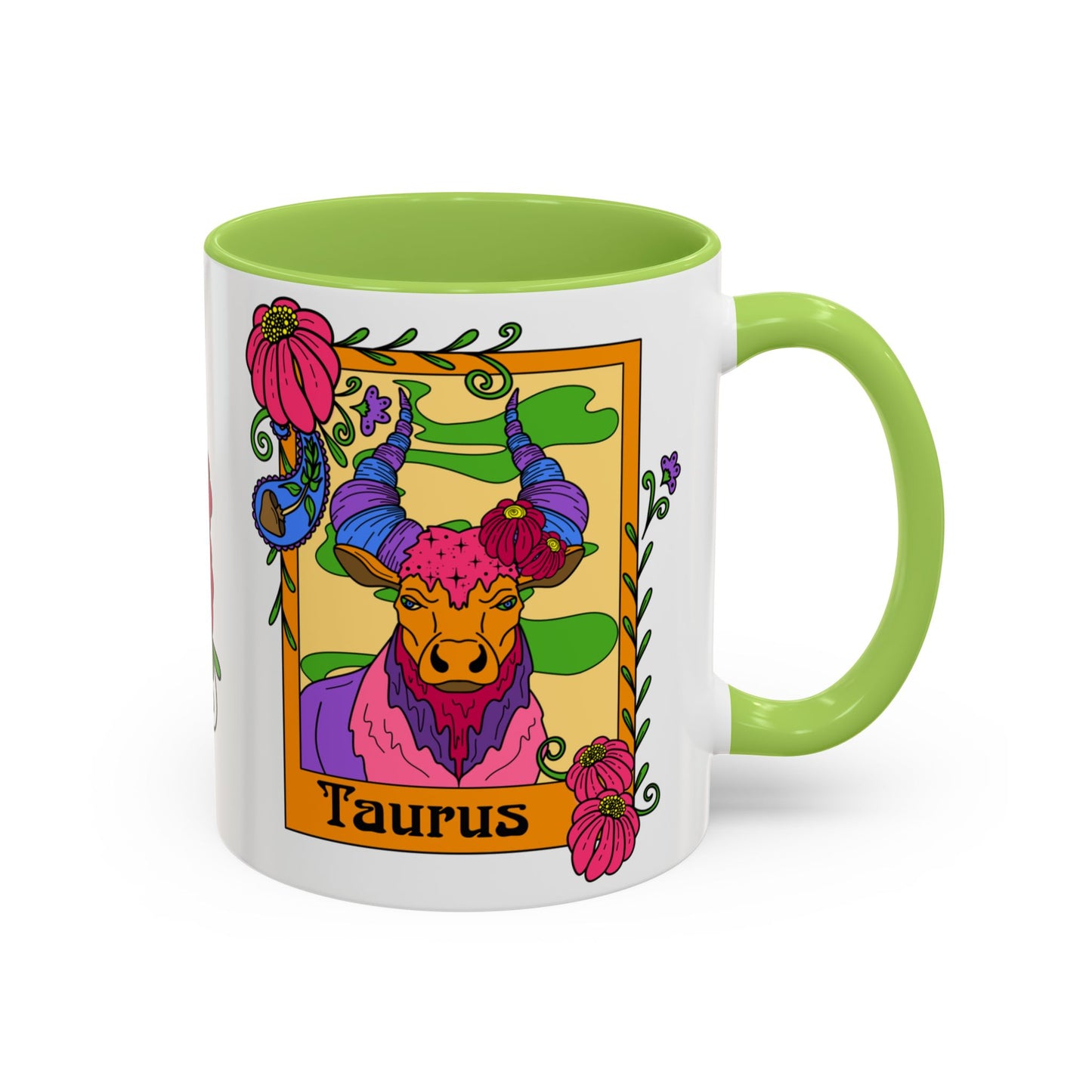 Taurus star sign mug, Bull zodiac astrology coffee cup, Horoscope birthday gift mug, Bold retro colourful Design ceramic mug