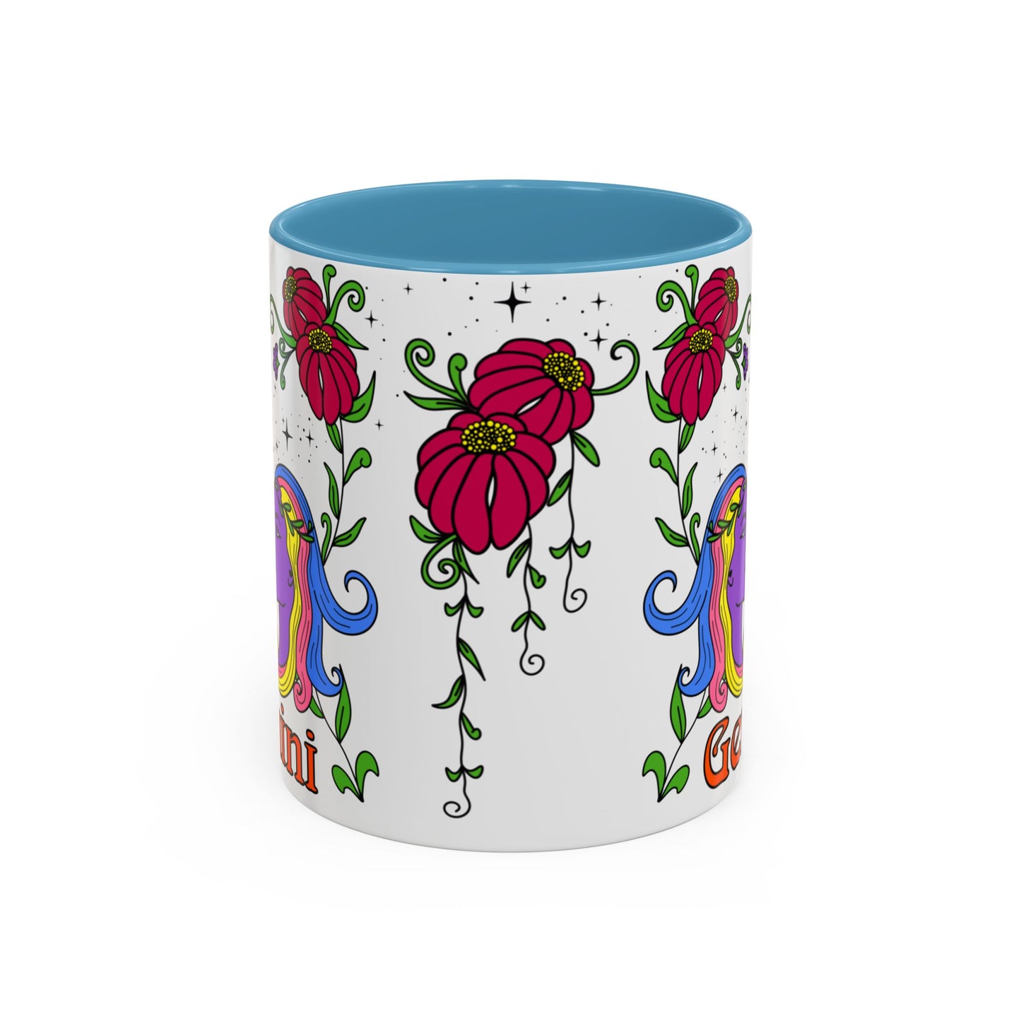 Gemini star sign mug, Twin zodiac astrology coffee cup, Horoscope birthday gift mug, Bold retro colourful Design ceramic mug