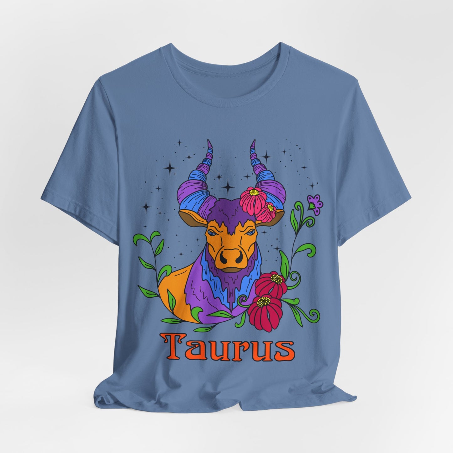 Taurus star sign T-Shirt, Bull zodiac astrology top, Horoscope birthday gift Tee, Bold retro colourful Design tshirt
