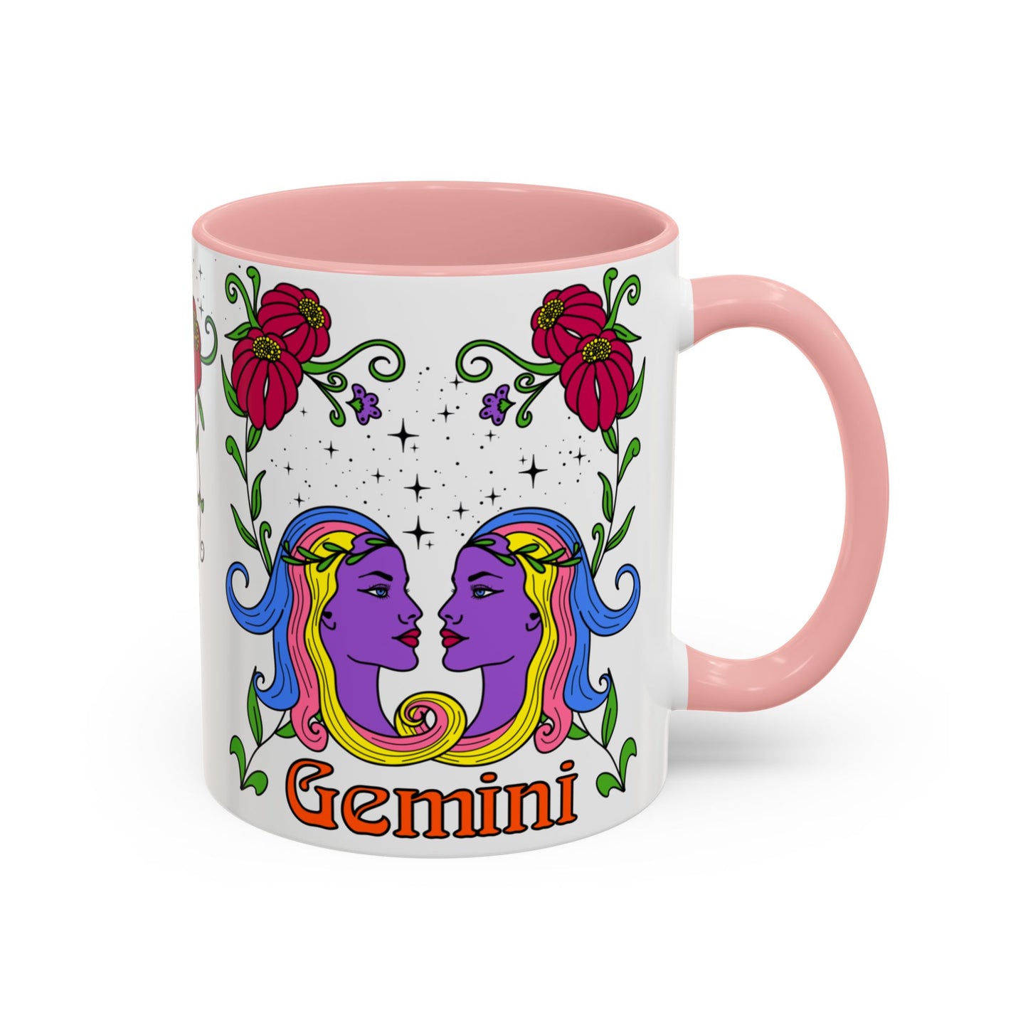 Gemini star sign mug, Twin zodiac astrology coffee cup, Horoscope birthday gift mug, Bold retro colourful Design ceramic mug