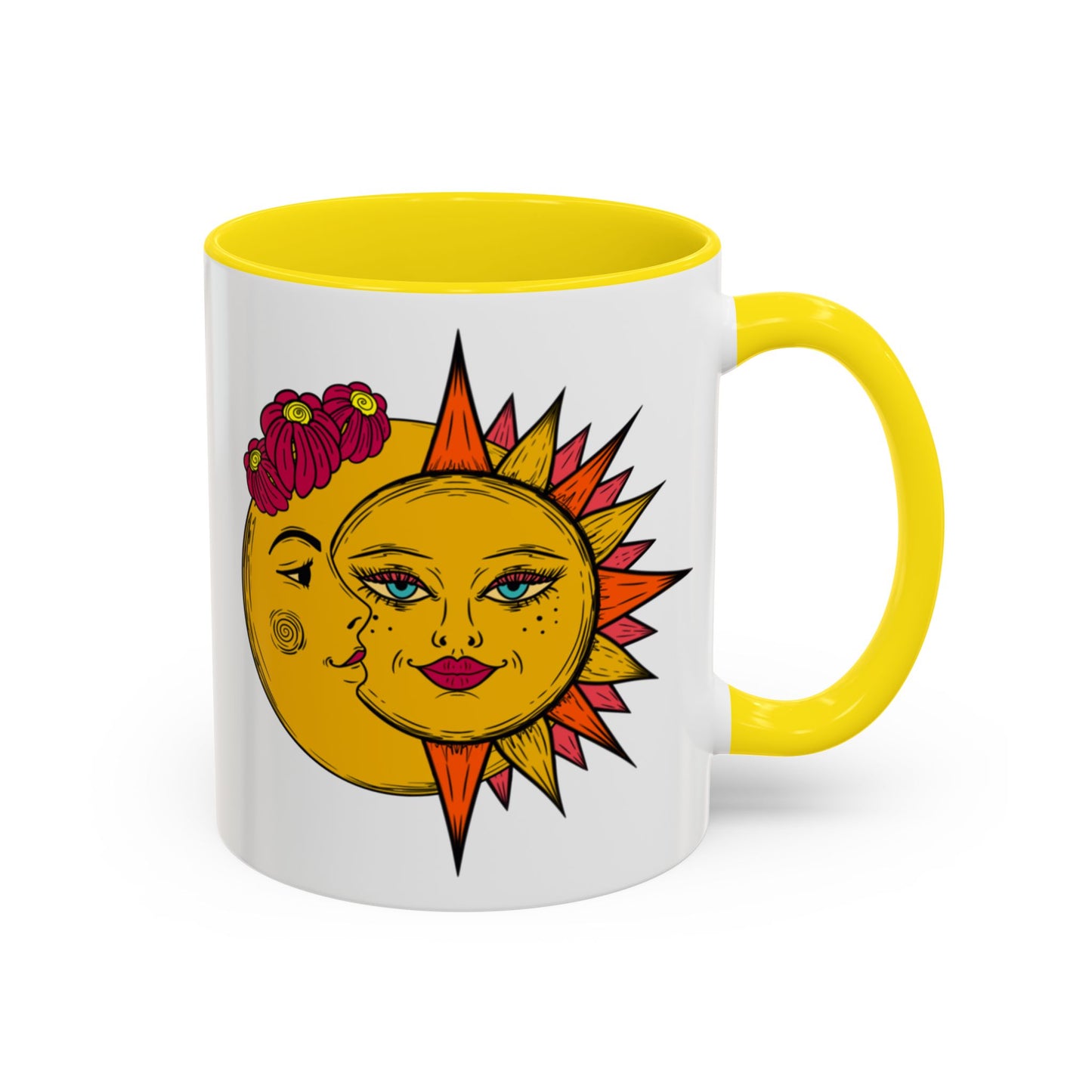 Sun and moon mug, celestial astrology coffee cup, whimsical gift teacup, bohemian ceramic mug