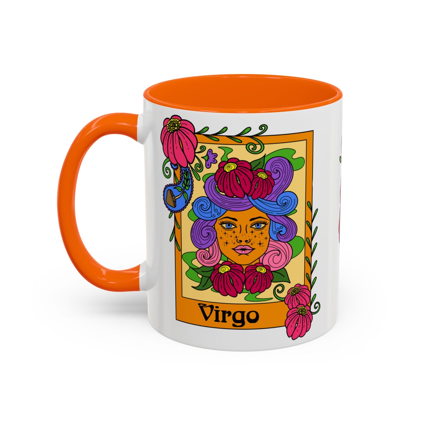 Virgo star sign mug, Maiden zodiac astrology coffee cup, Horoscope birthday gift mug, Bold retro colourful Design ceramic mug
