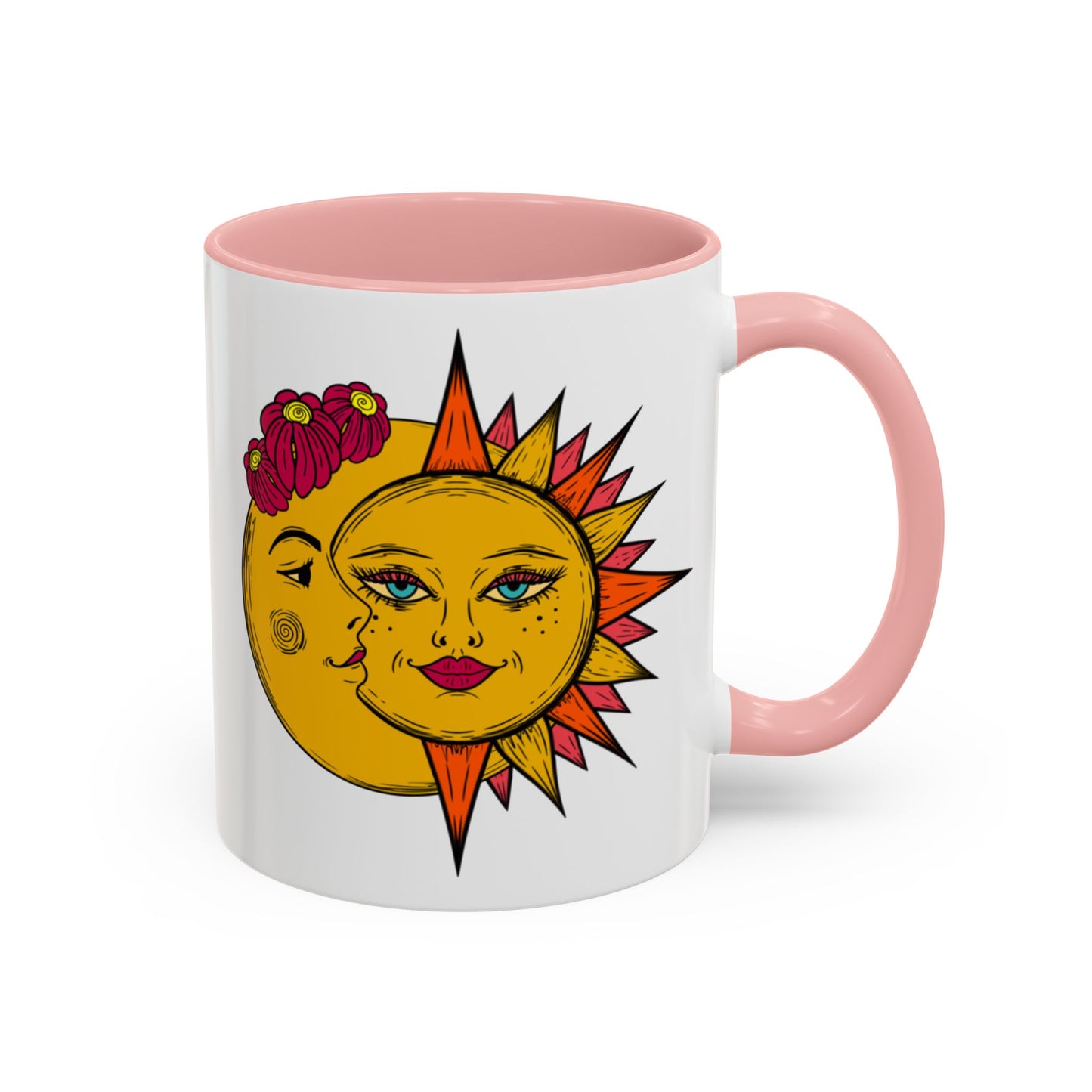 Sun and moon mug, celestial astrology coffee cup, whimsical gift teacup, bohemian ceramic mug
