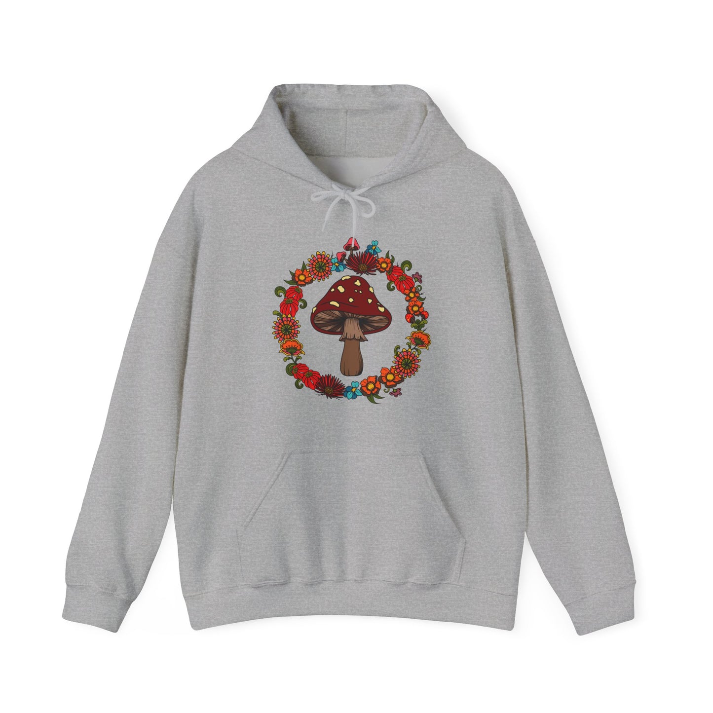 Hippie Floral Mushroom Hoodie, Boho 60s 70s Style sweatshirt top, Retro flower Power Festival Sweater Jumper