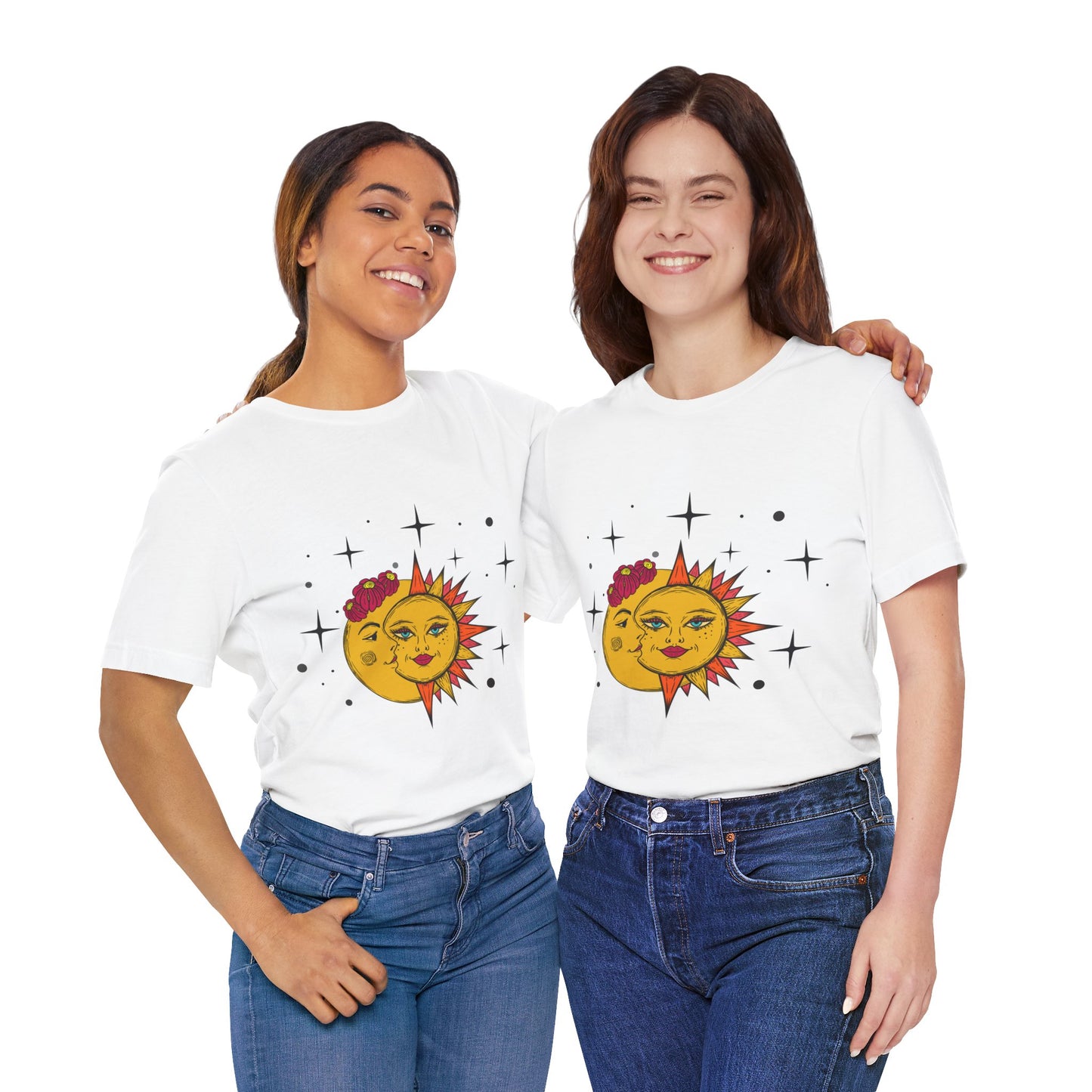 Celestial Sun and Moon T-shirt Boho Stars Tee Galaxy Graphic T Shirt whimsical Top