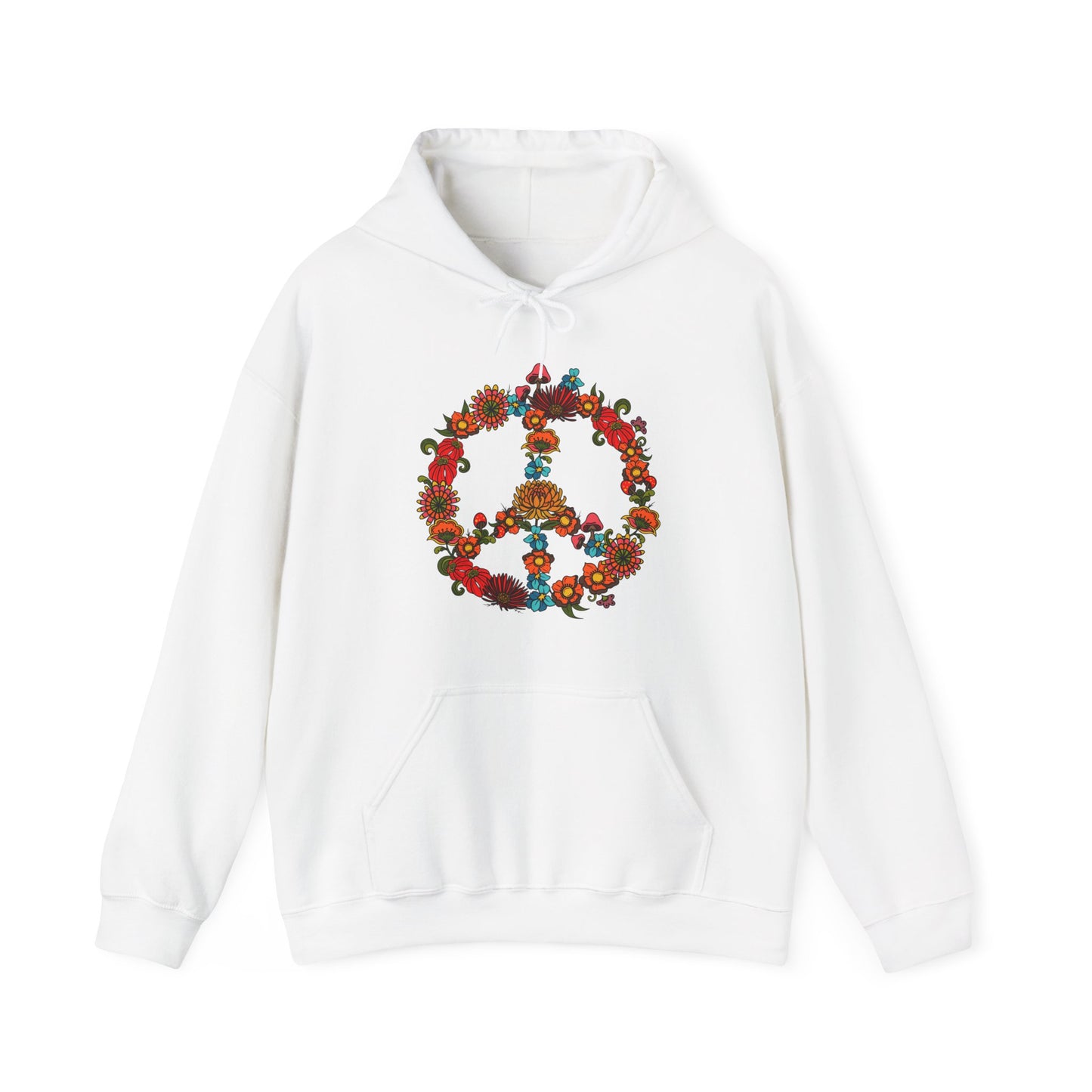 Hippie Peace Sign hoodie jumper, Retro Floral 60s 70s sweater, Colourful CND flower power sweatshirt top