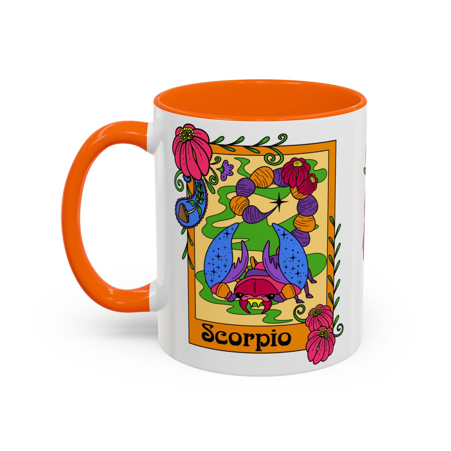 Scorpio star sign mug, Scorpion zodiac astrology coffee cup, Horoscope birthday gift mug, Bold retro colourful Design ceramic mug