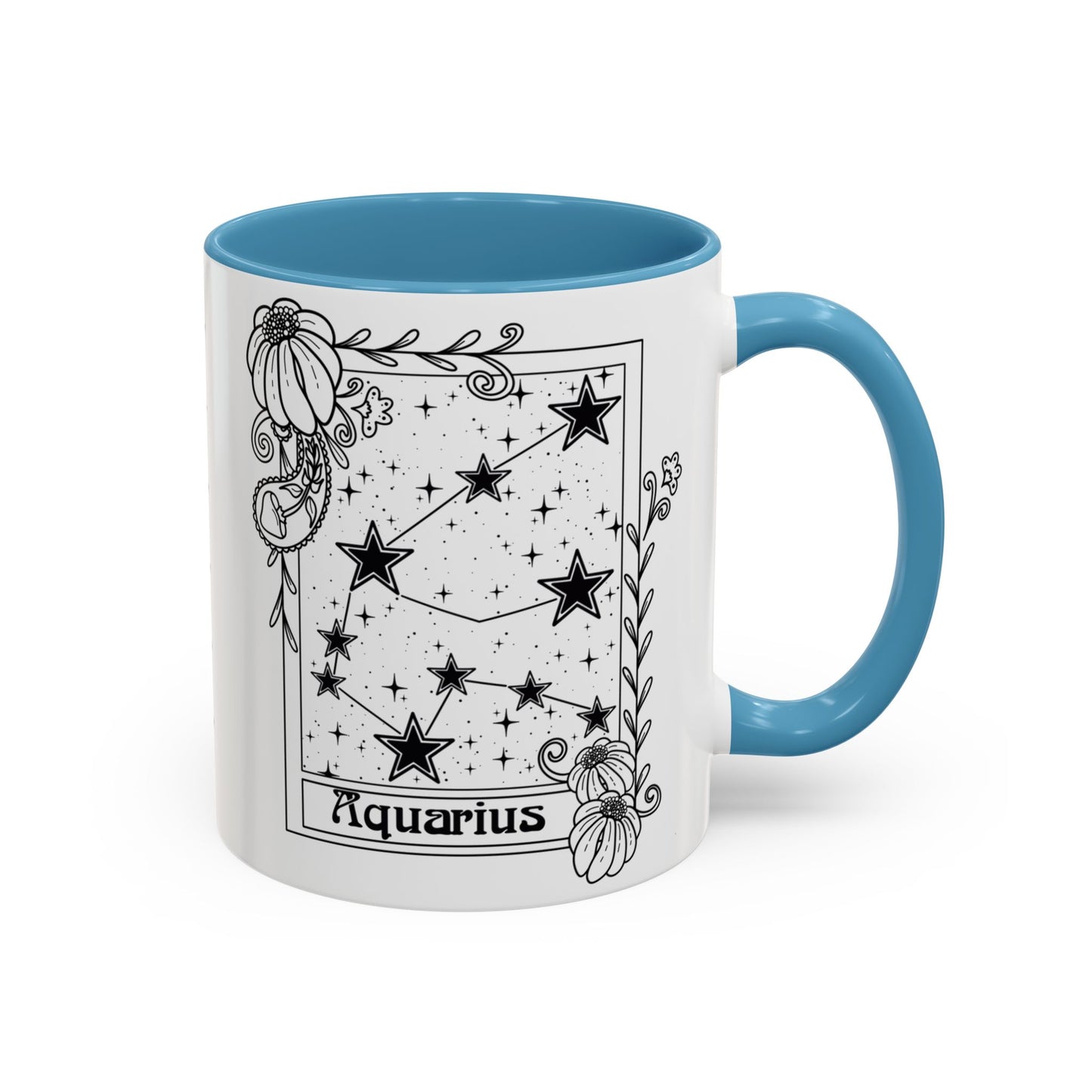 Aquarius Constellation mug, Zodiac astrology coffee cup, Horoscope birthday gift mug, Star sign tarot card ceramic mug