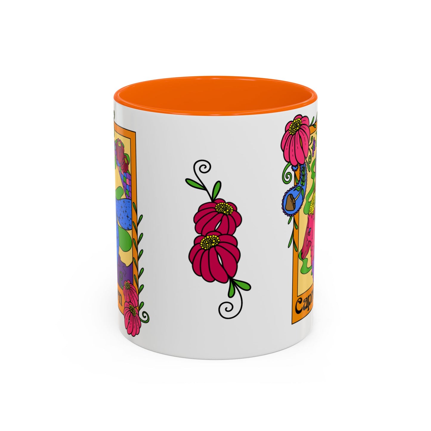 Capricorn star sign mug, Sea goat zodiac astrology coffee cup, Horoscope birthday gift mug, Bold retro colourful Design ceramic mug