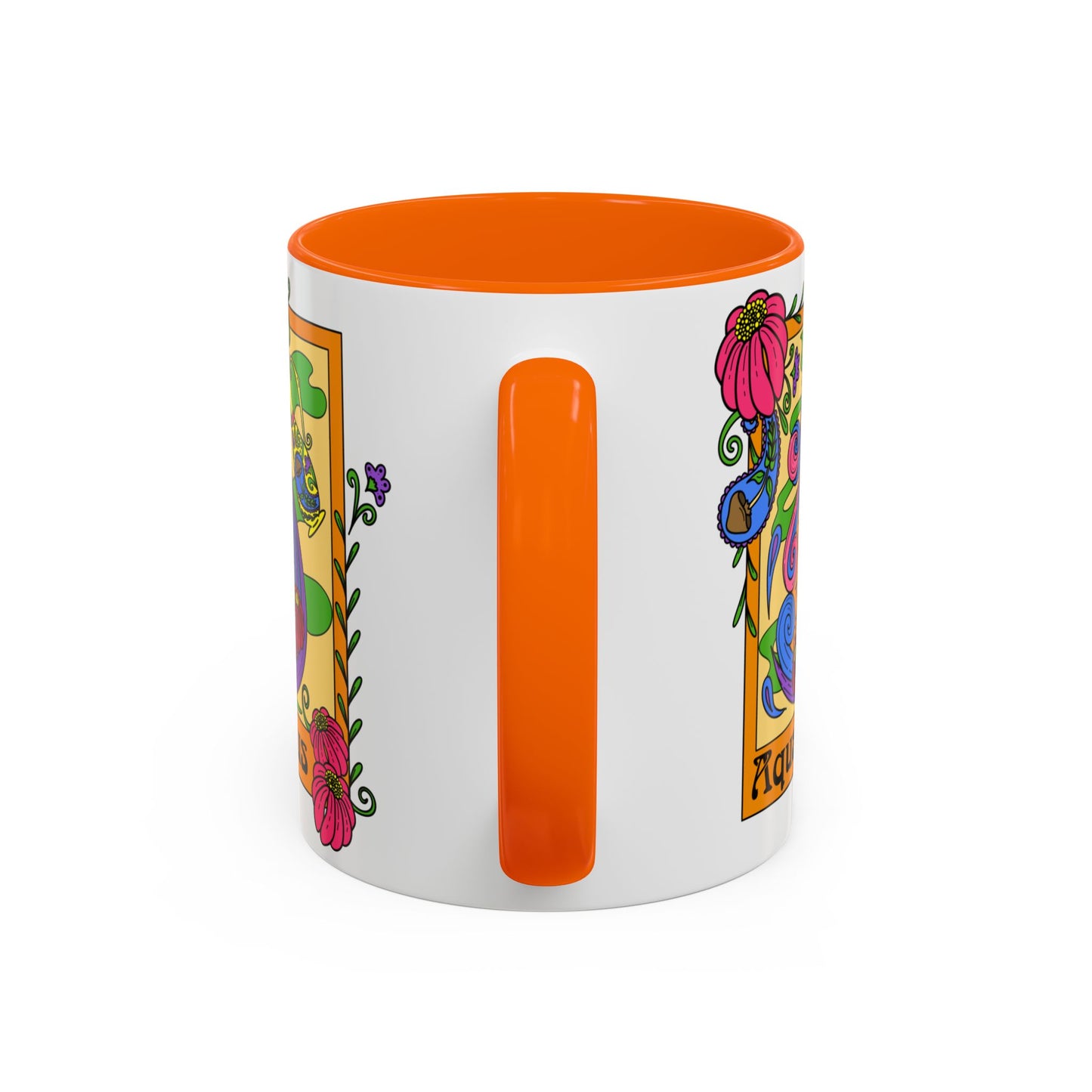 Aquarius star sign mug, water pale zodiac astrology coffee cup, Horoscope birthday gift mug, Bold retro colourful Design ceramic mug