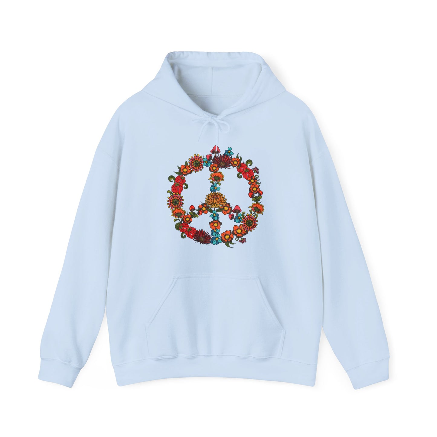 Hippie Peace Sign hoodie jumper, Retro Floral 60s 70s sweater, Colourful CND flower power sweatshirt top
