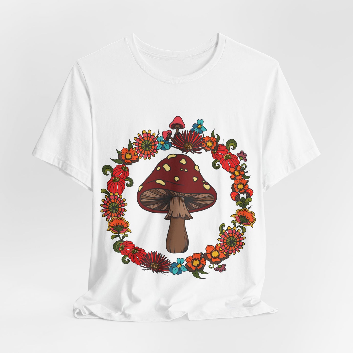 Hippie Floral Mushroom Tshirt, Boho 60s 70s Style top, Retro flower Power Festival Tee