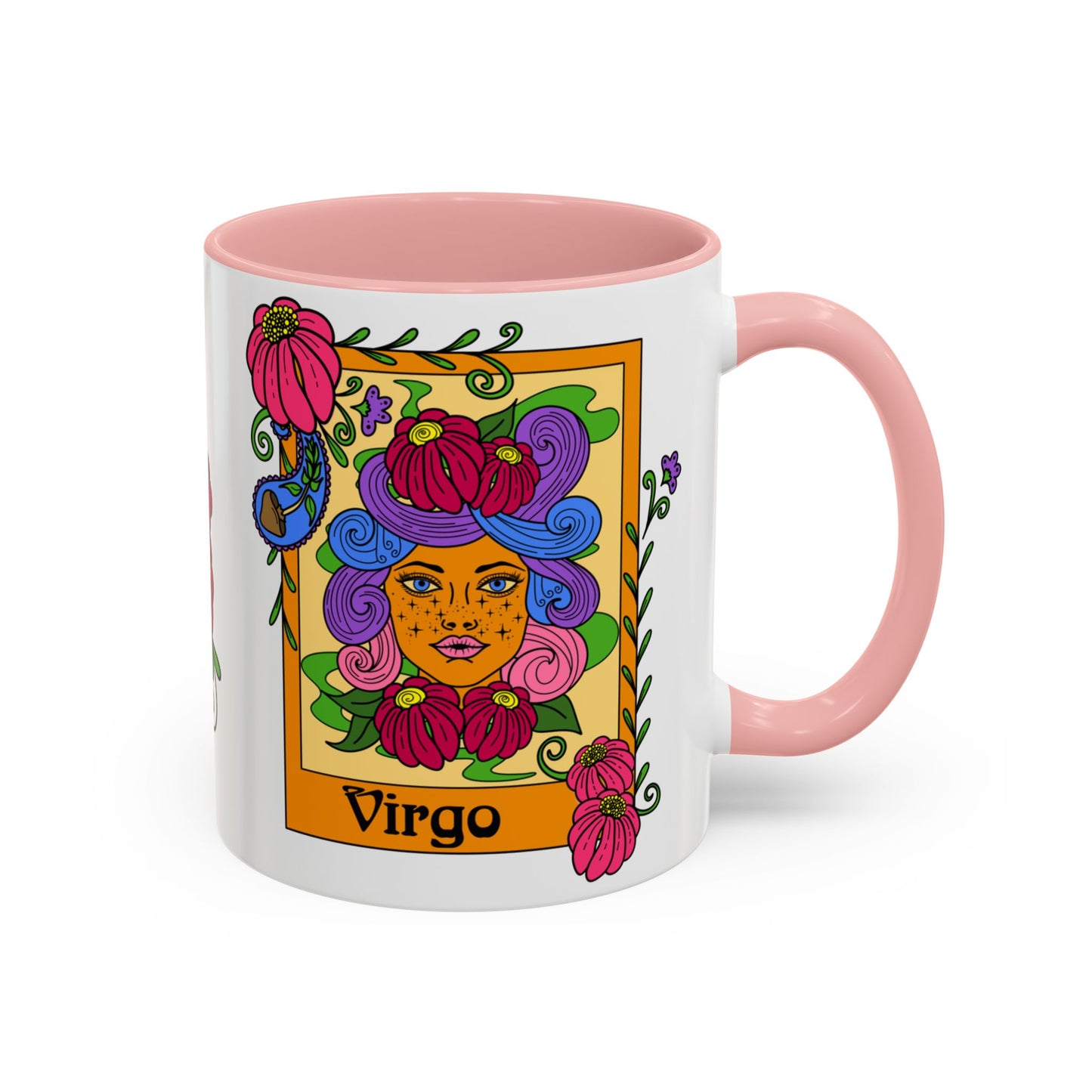 Virgo star sign mug, Maiden zodiac astrology coffee cup, Horoscope birthday gift mug, Bold retro colourful Design ceramic mug