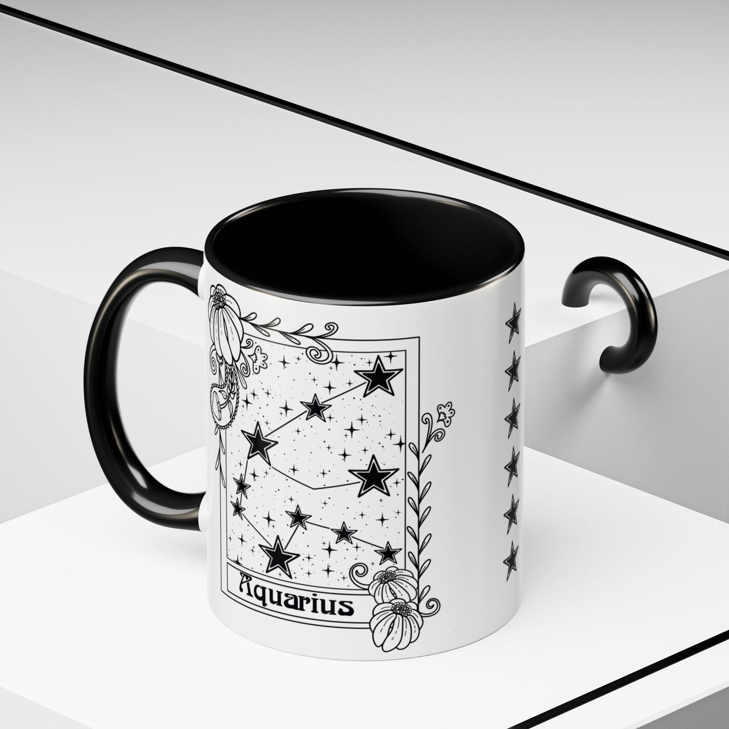 Aquarius Constellation mug, Zodiac astrology coffee cup, Horoscope birthday gift mug, Star sign tarot card ceramic mug