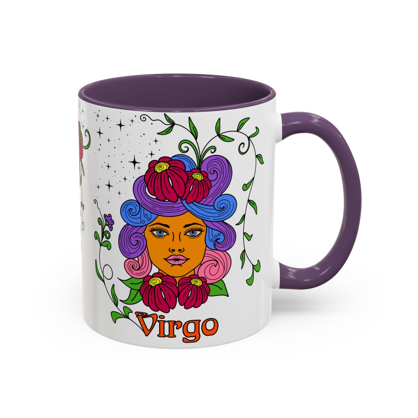 Virgo star sign mug, Maiden zodiac astrology coffee cup, Horoscope birthday gift mug, Bold retro colourful Design ceramic mug