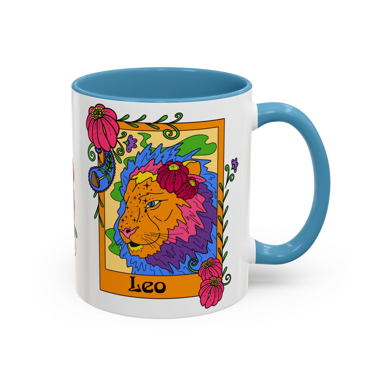 Leo star sign mug, Lion zodiac astrology coffee cup, Horoscope birthday gift mug, Bold retro colourful Design ceramic mug
