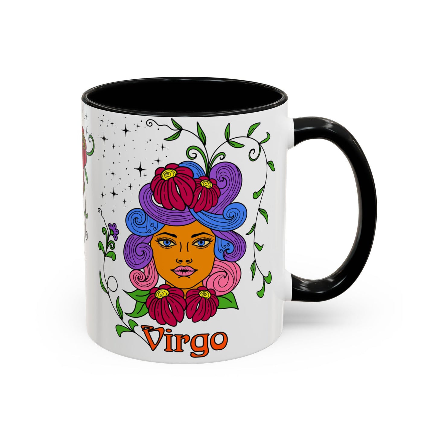 Virgo star sign mug, Maiden zodiac astrology coffee cup, Horoscope birthday gift mug, Bold retro colourful Design ceramic mug