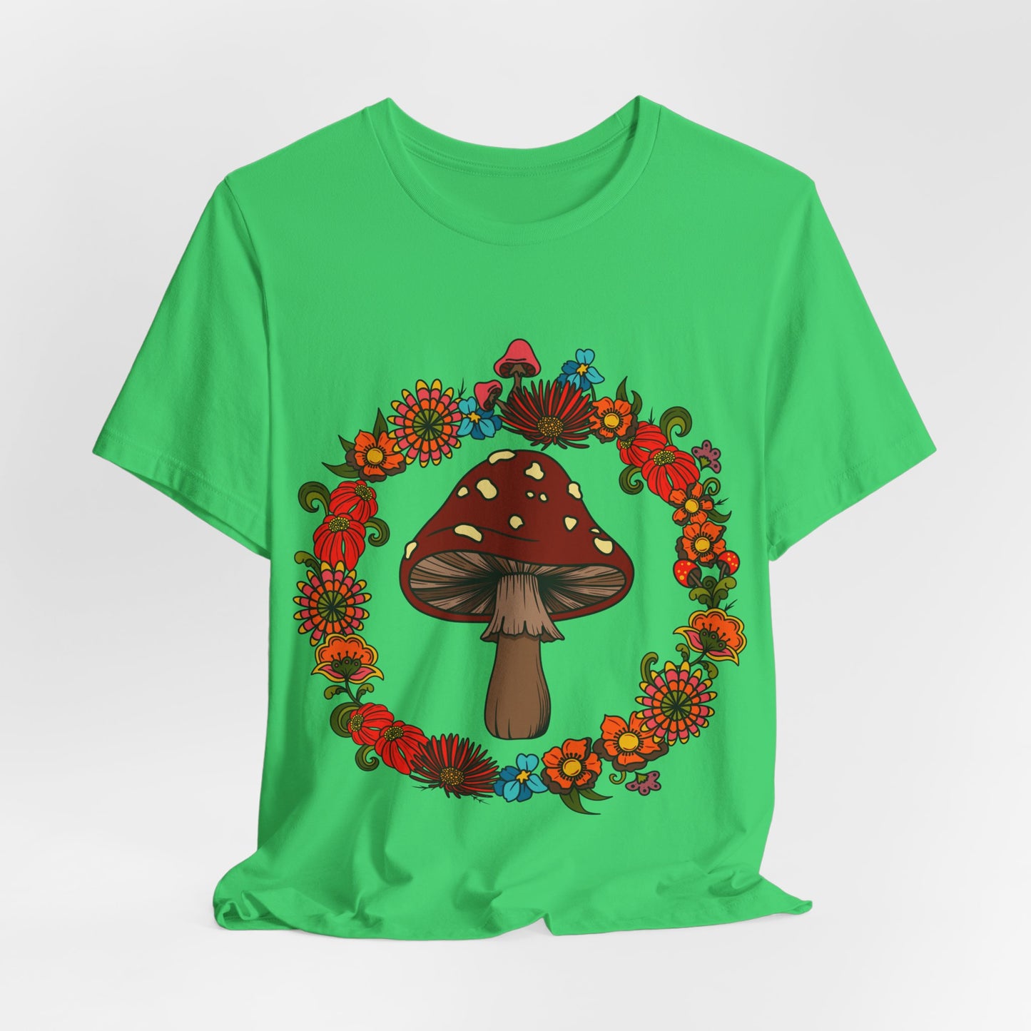 Hippie Floral Mushroom Tshirt, Boho 60s 70s Style top, Retro flower Power Festival Tee
